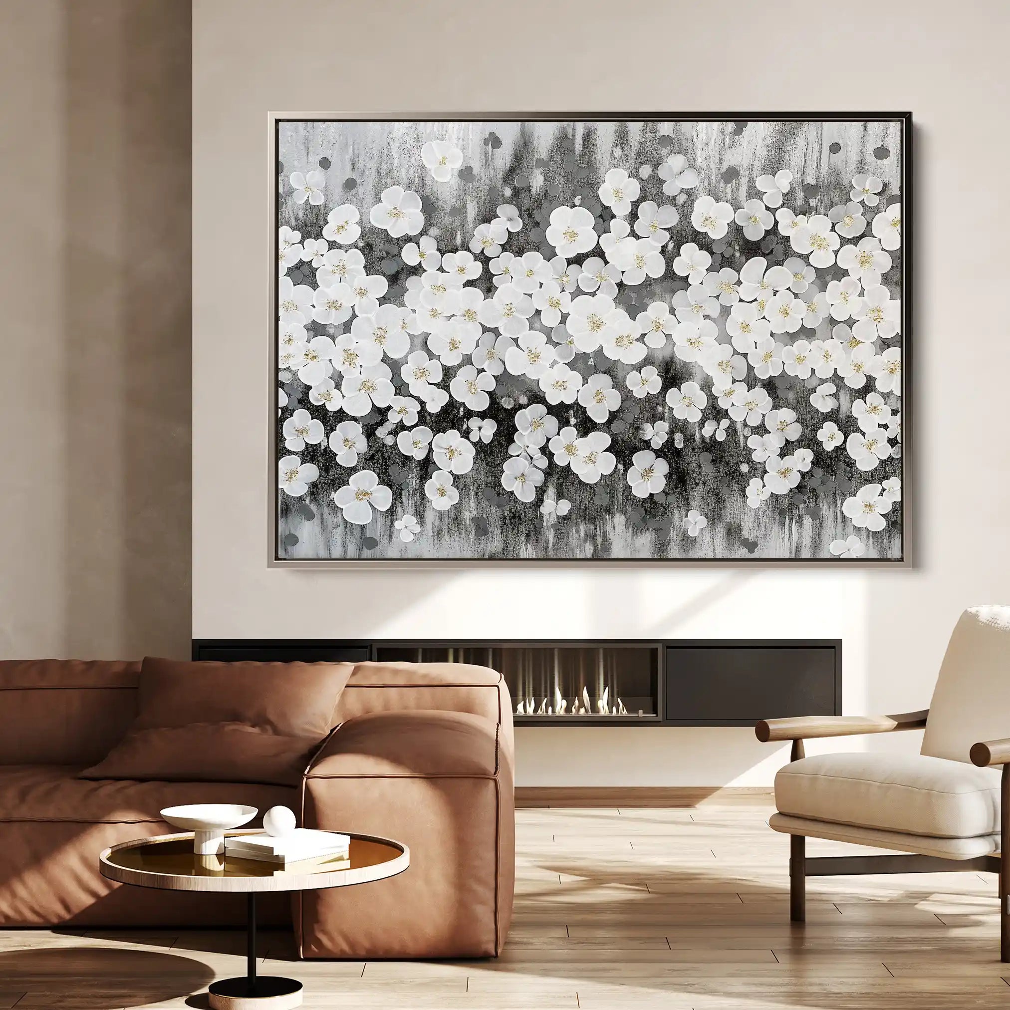 Floral 078 Canvas Art 60 x 40 cm / Black