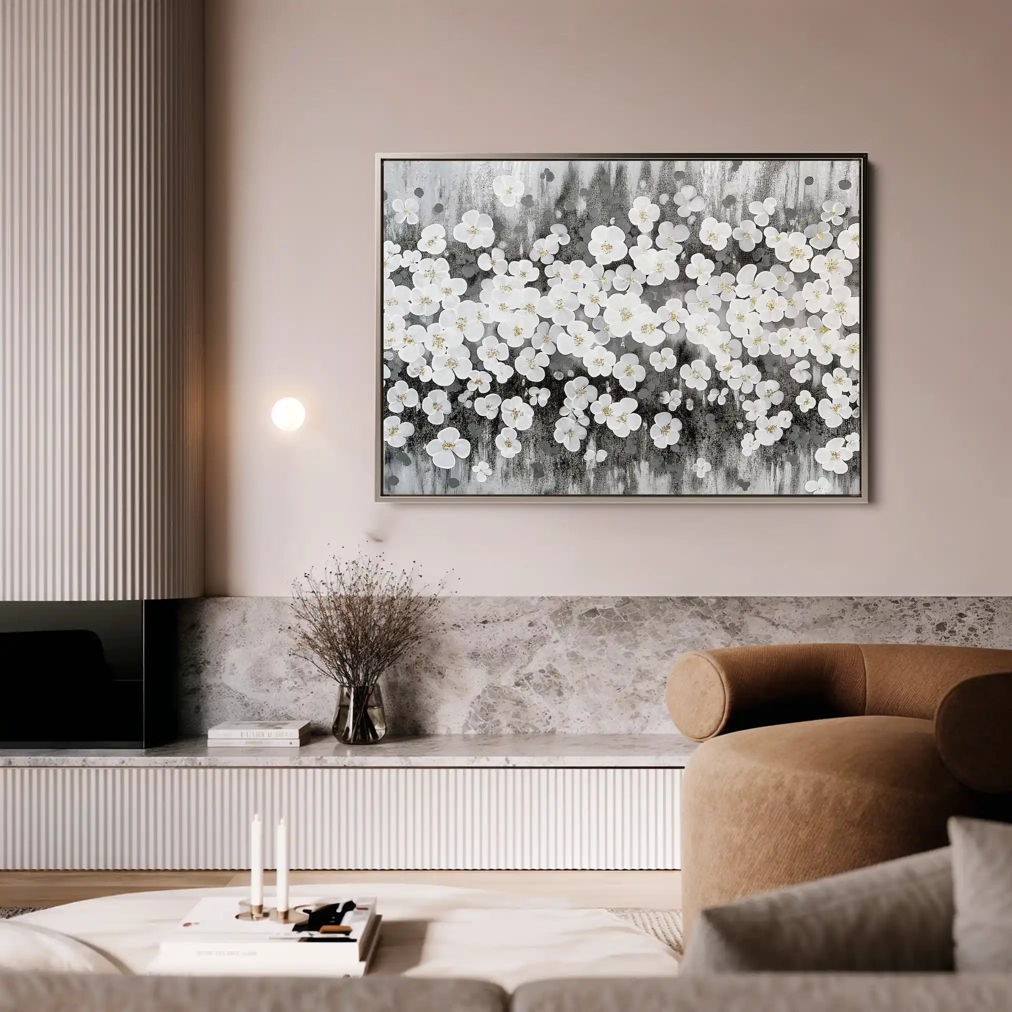 Floral 078 Canvas Art 60 x 40 cm / Black