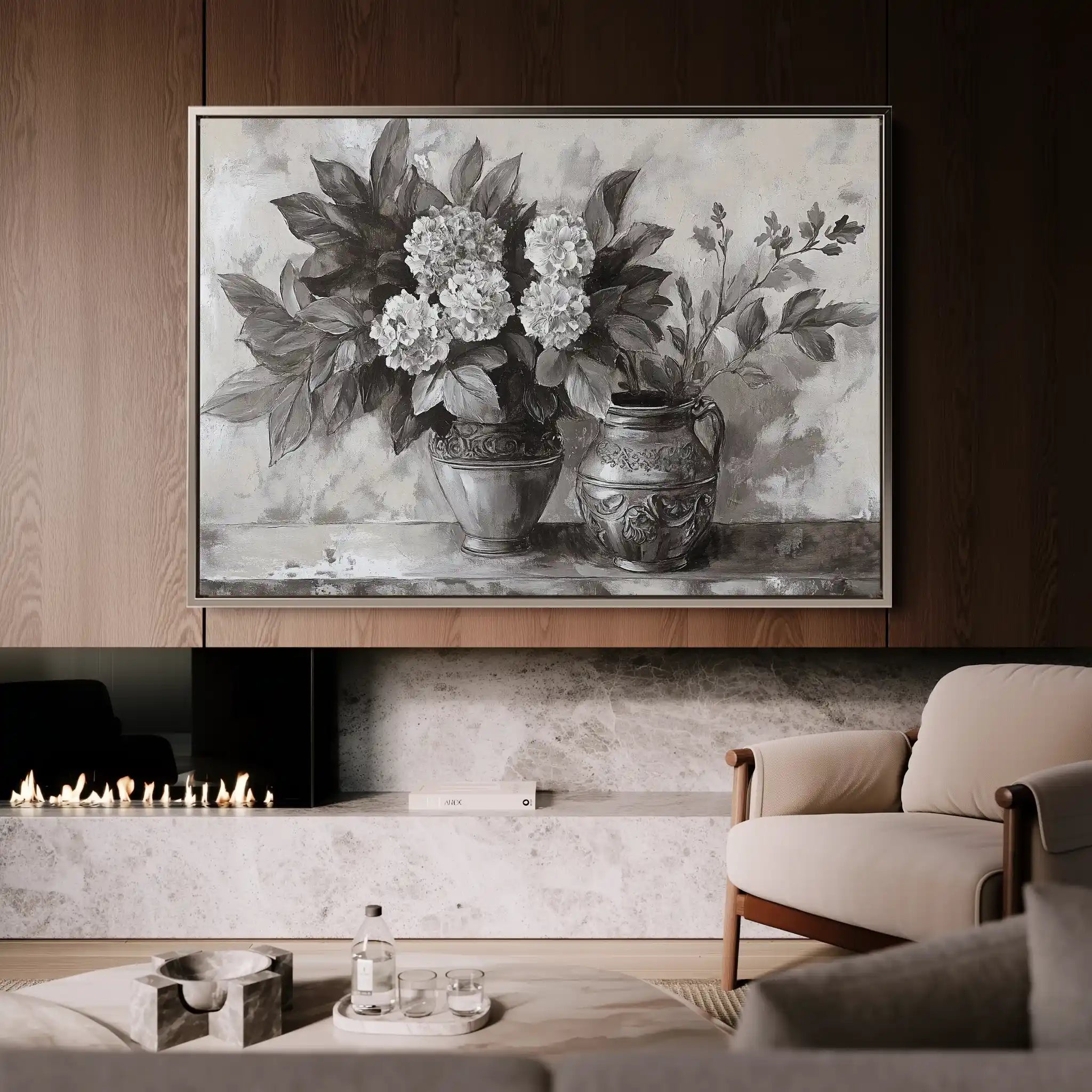 Floral 1001 Canvas Art 60 x 40 cm / Black