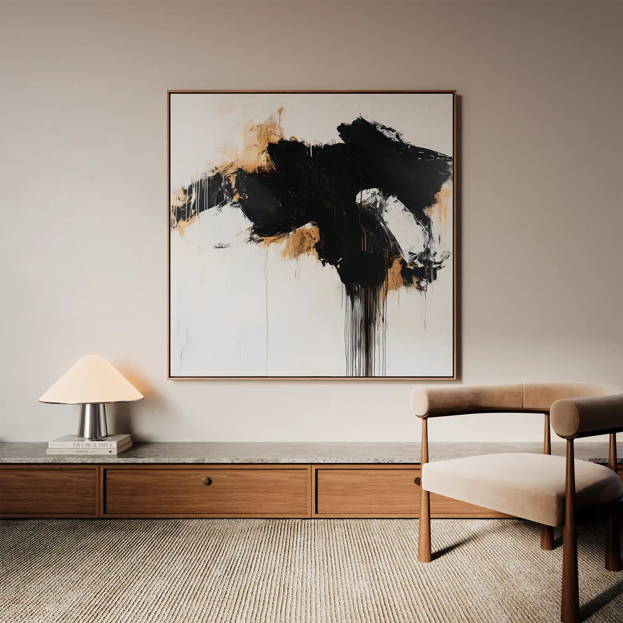 Abstract 1050 Canvas Art 60 x 60 cm / Black
