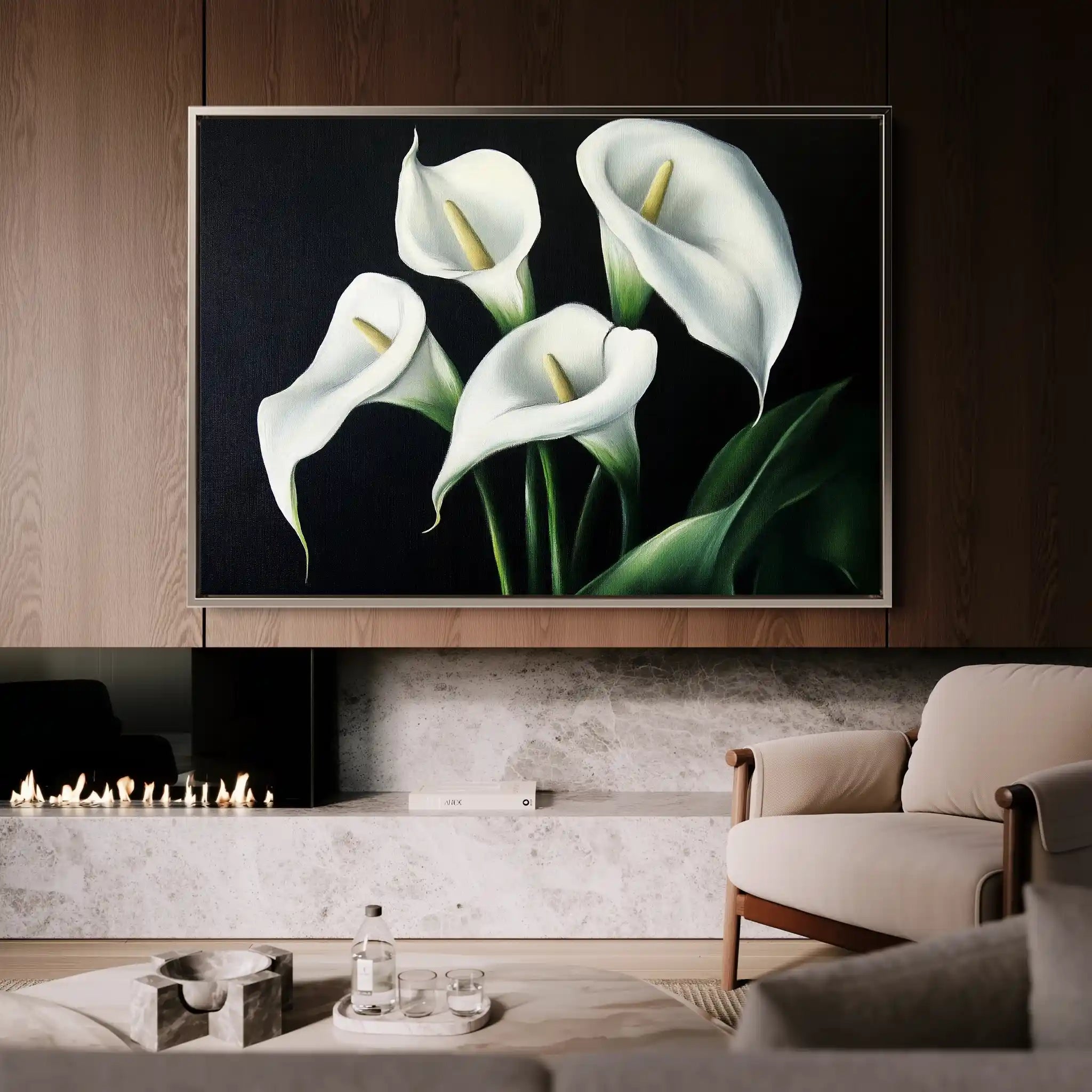 Floral 1091 Canvas Art 60 x 40 cm / Black