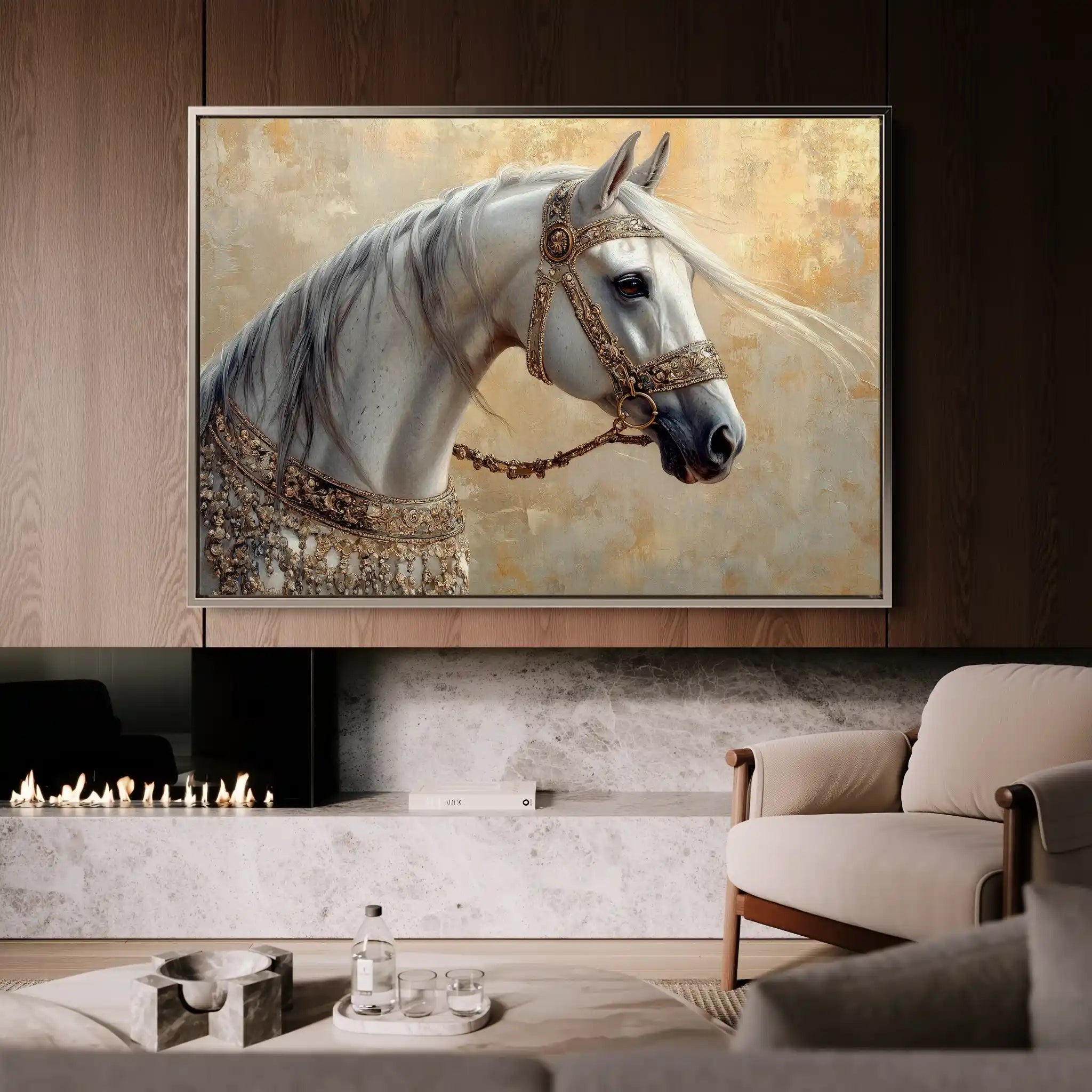 Horses 112 Canvas Art 60 x 40 cm / Black