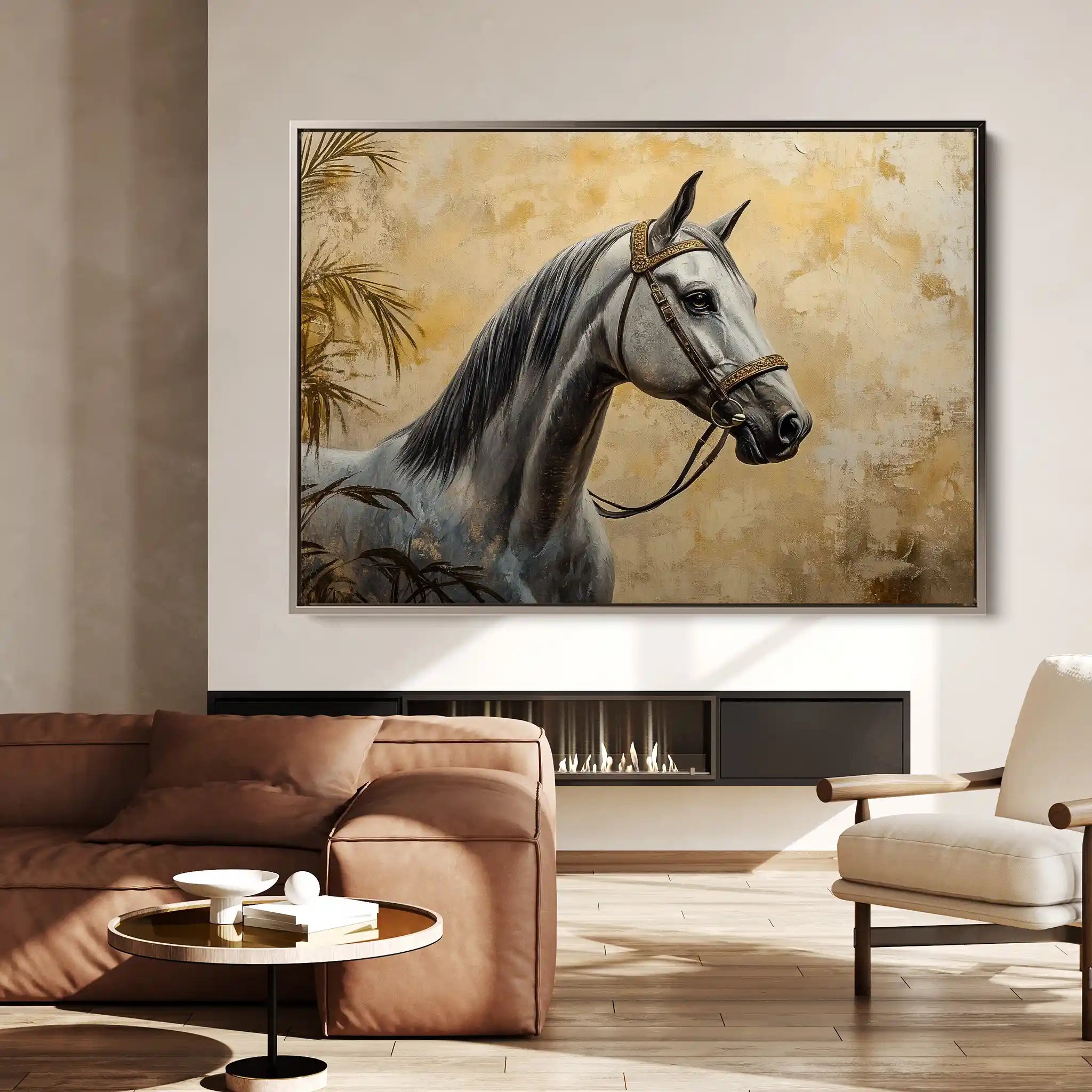 Horses 113 Canvas Art 60 x 40 cm / Black