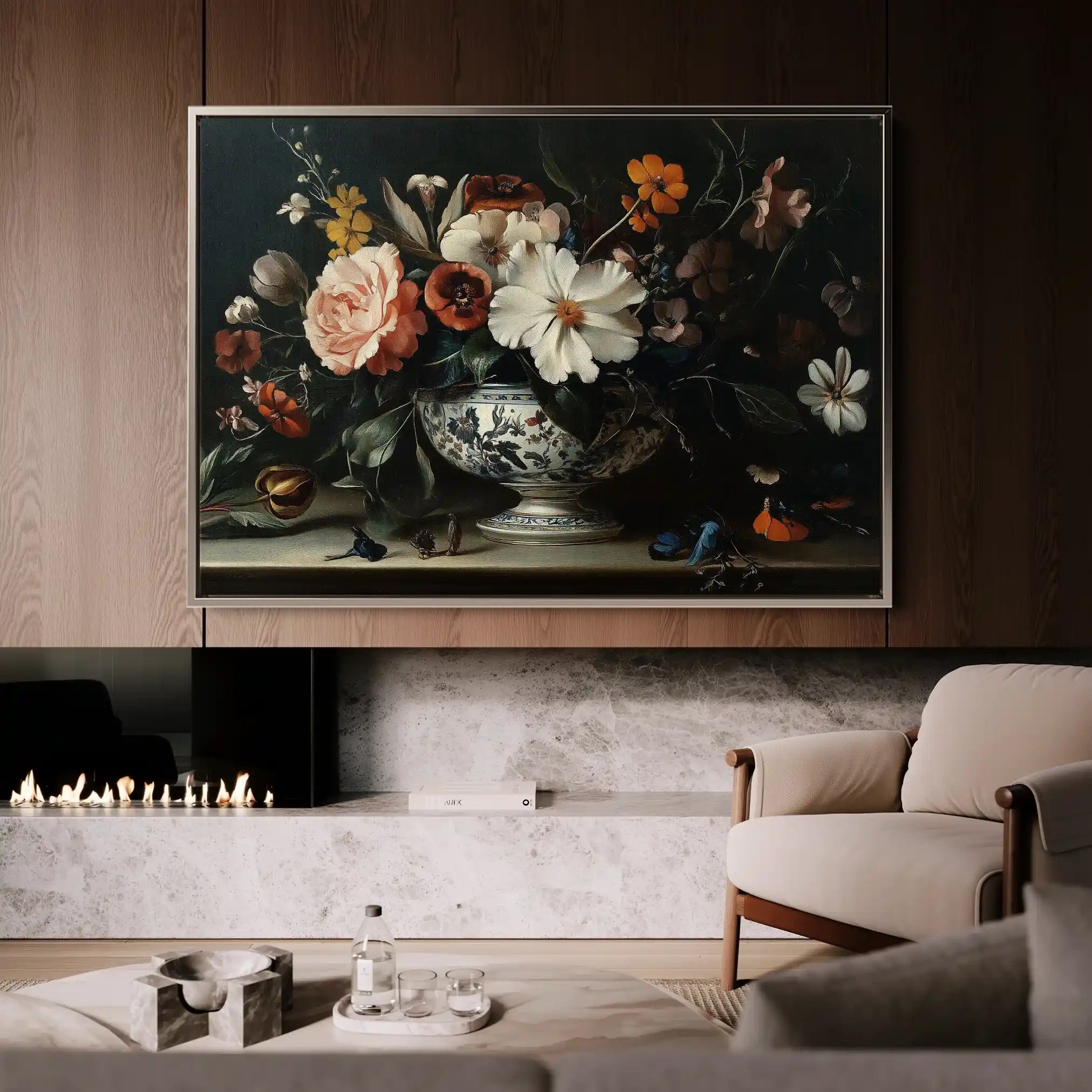 Floral 1155 Canvas Art 60 x 40 cm / Black