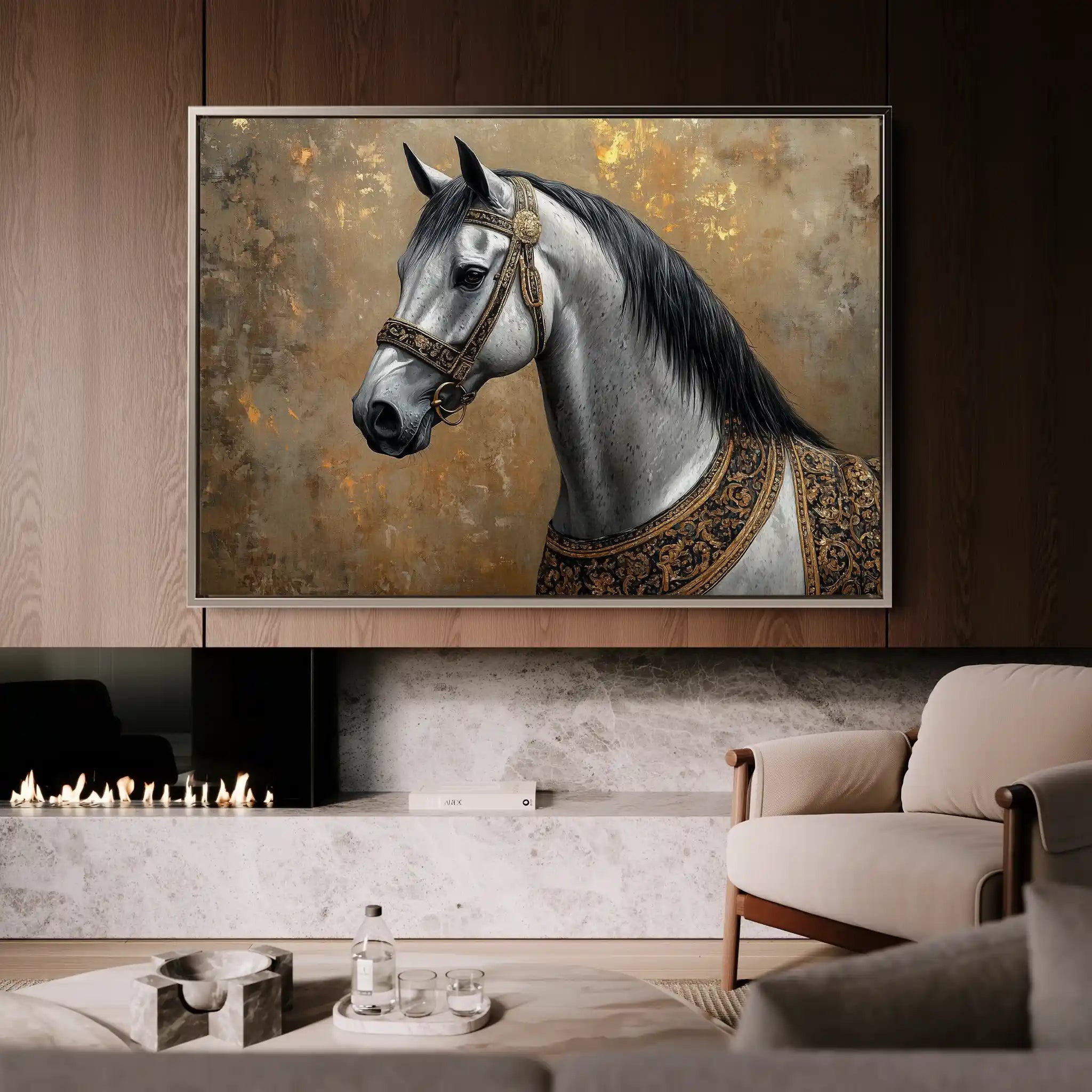 Horses 117 Canvas Art 60 x 40 cm / Black