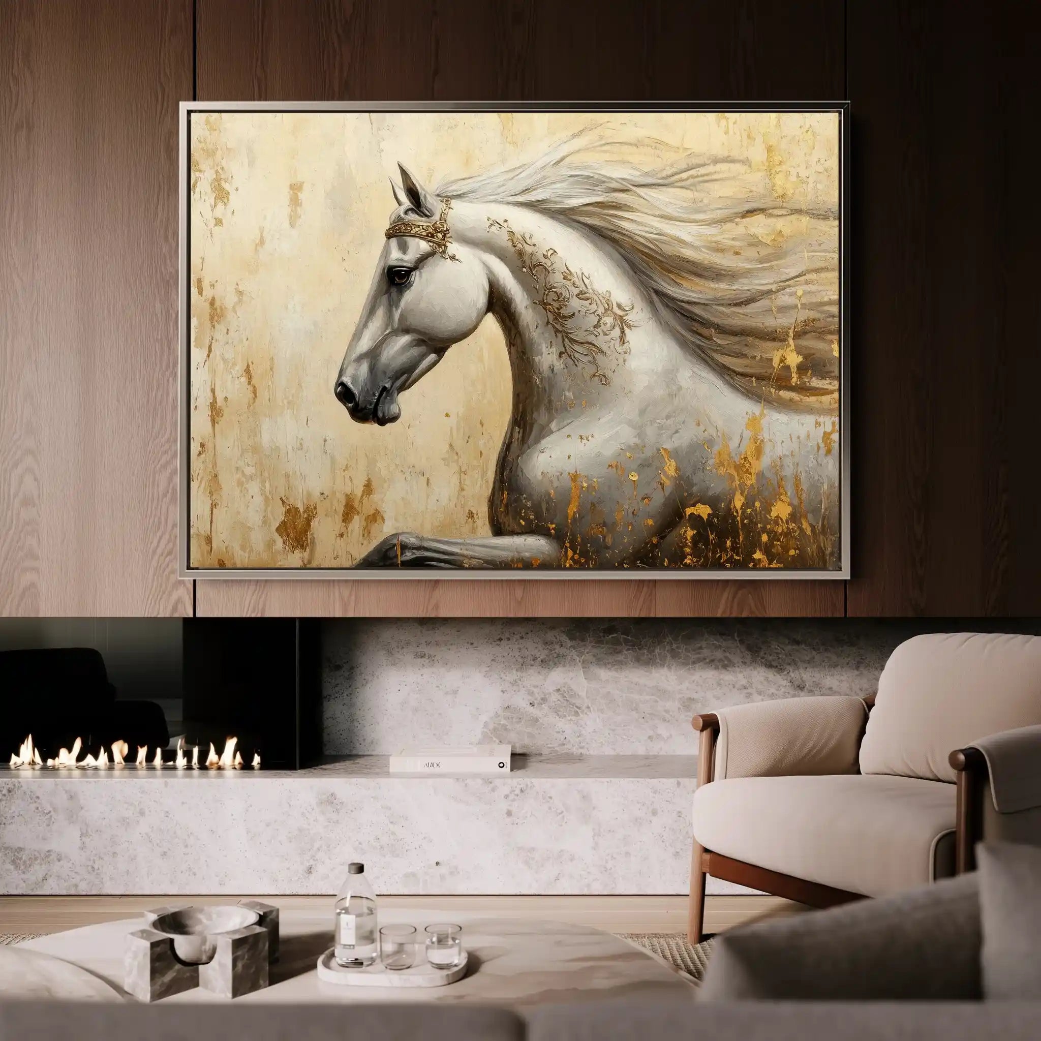 Horses 118 Canvas Art 60 x 40 cm / Black