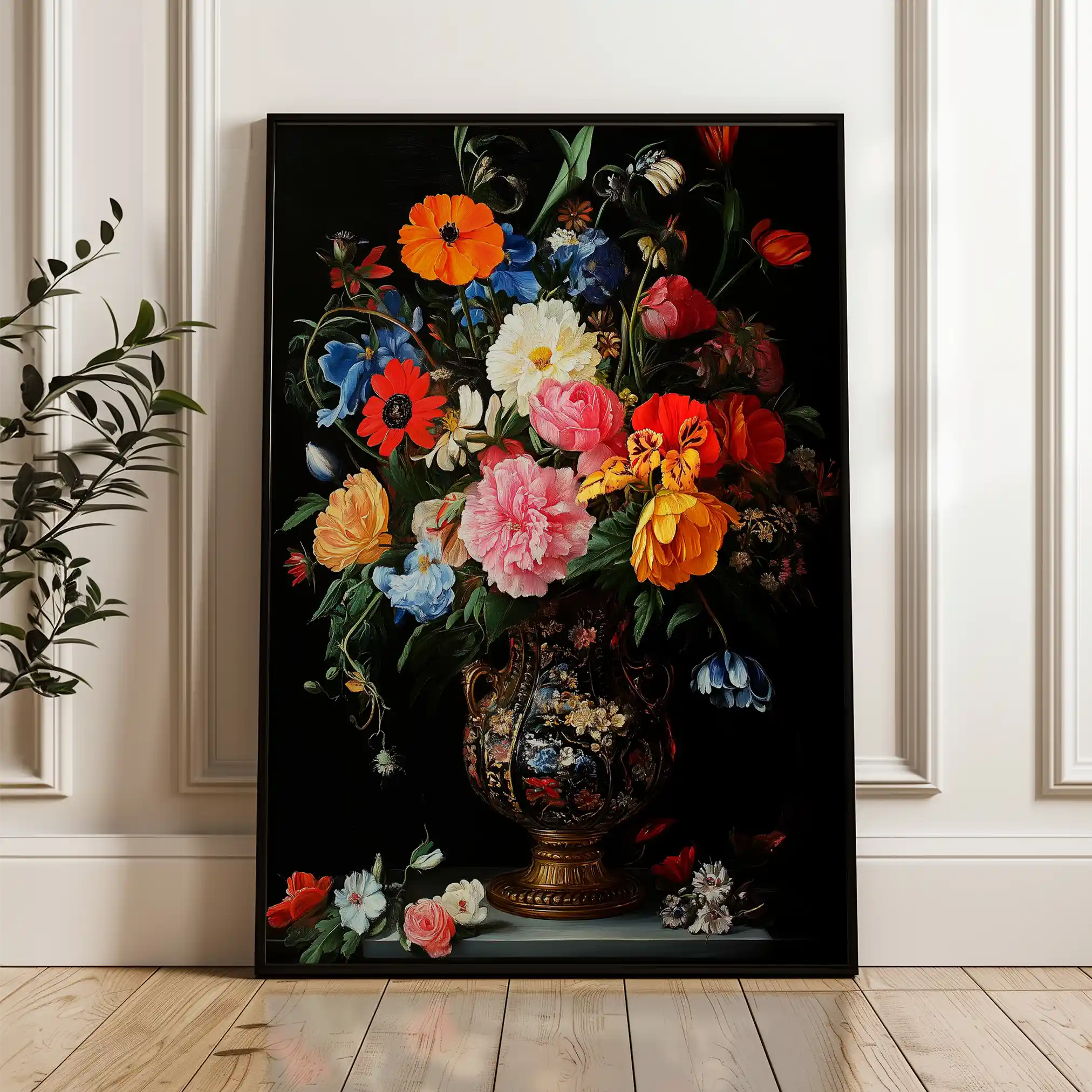 Floral 1215 Canvas Art 60 x 40 cm / Black