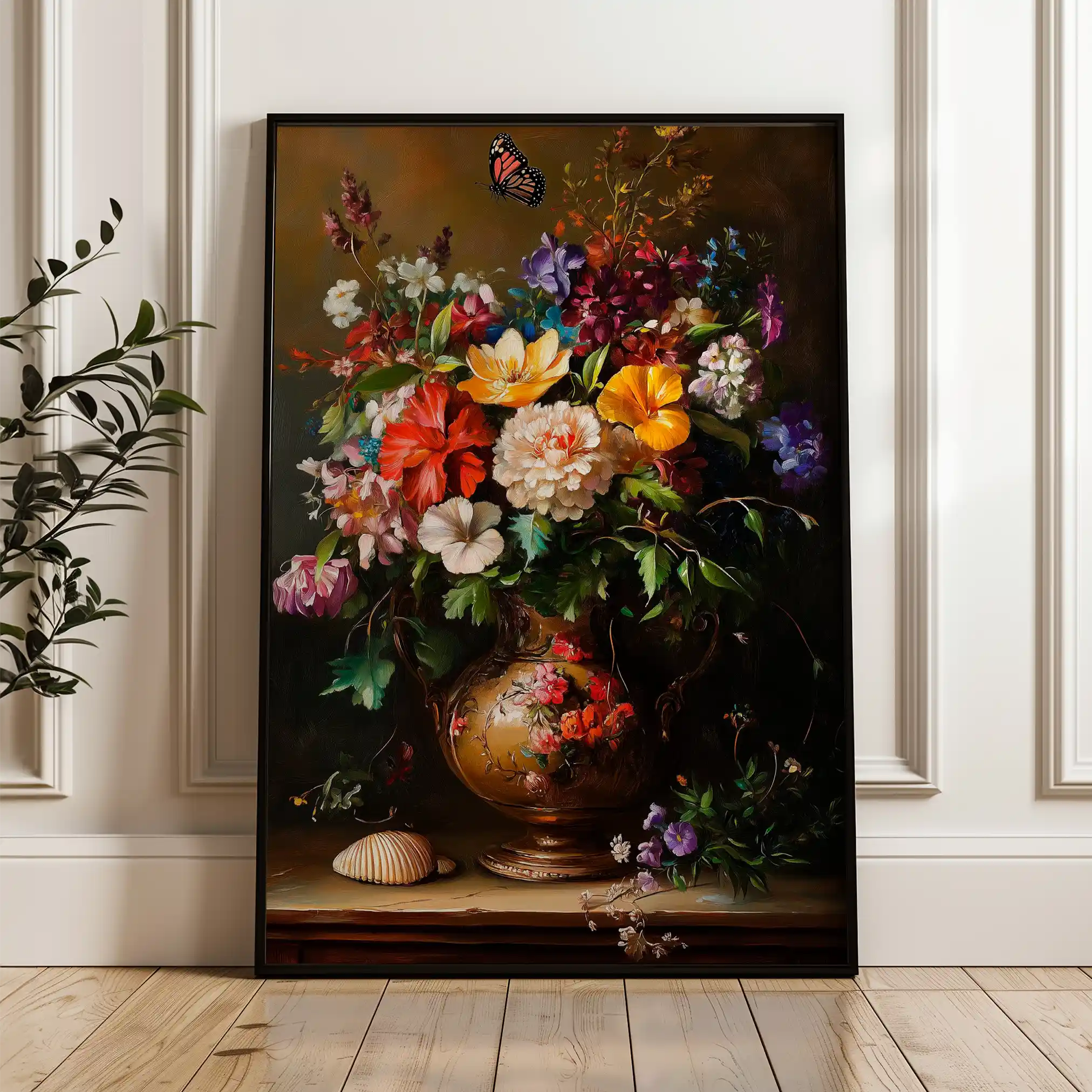Floral 1219 Canvas Art 60 x 40 cm / Black
