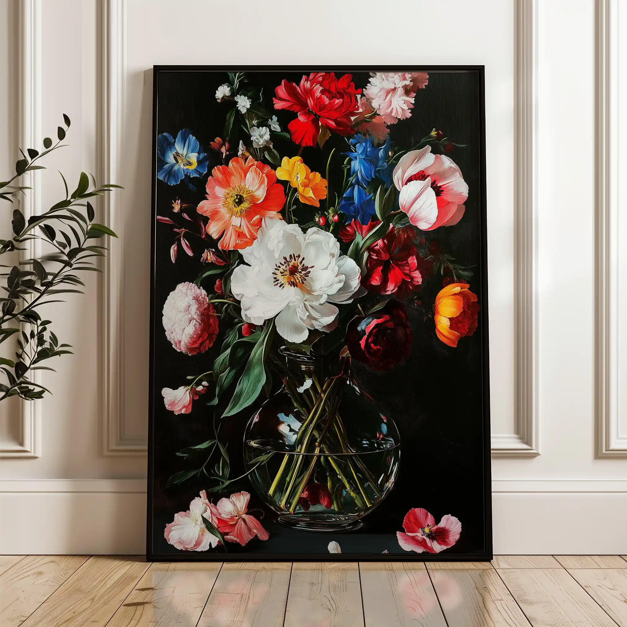 Floral 1224 Canvas Art 60 x 40 cm / Black