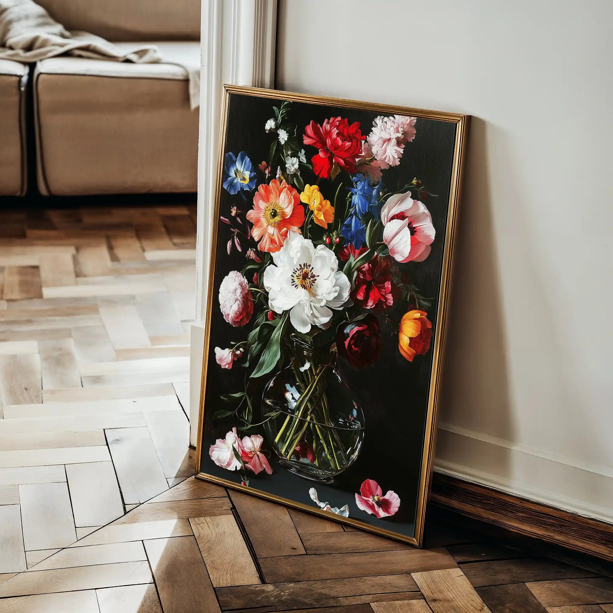Floral 1224 Canvas Art 60 x 40 cm / Black