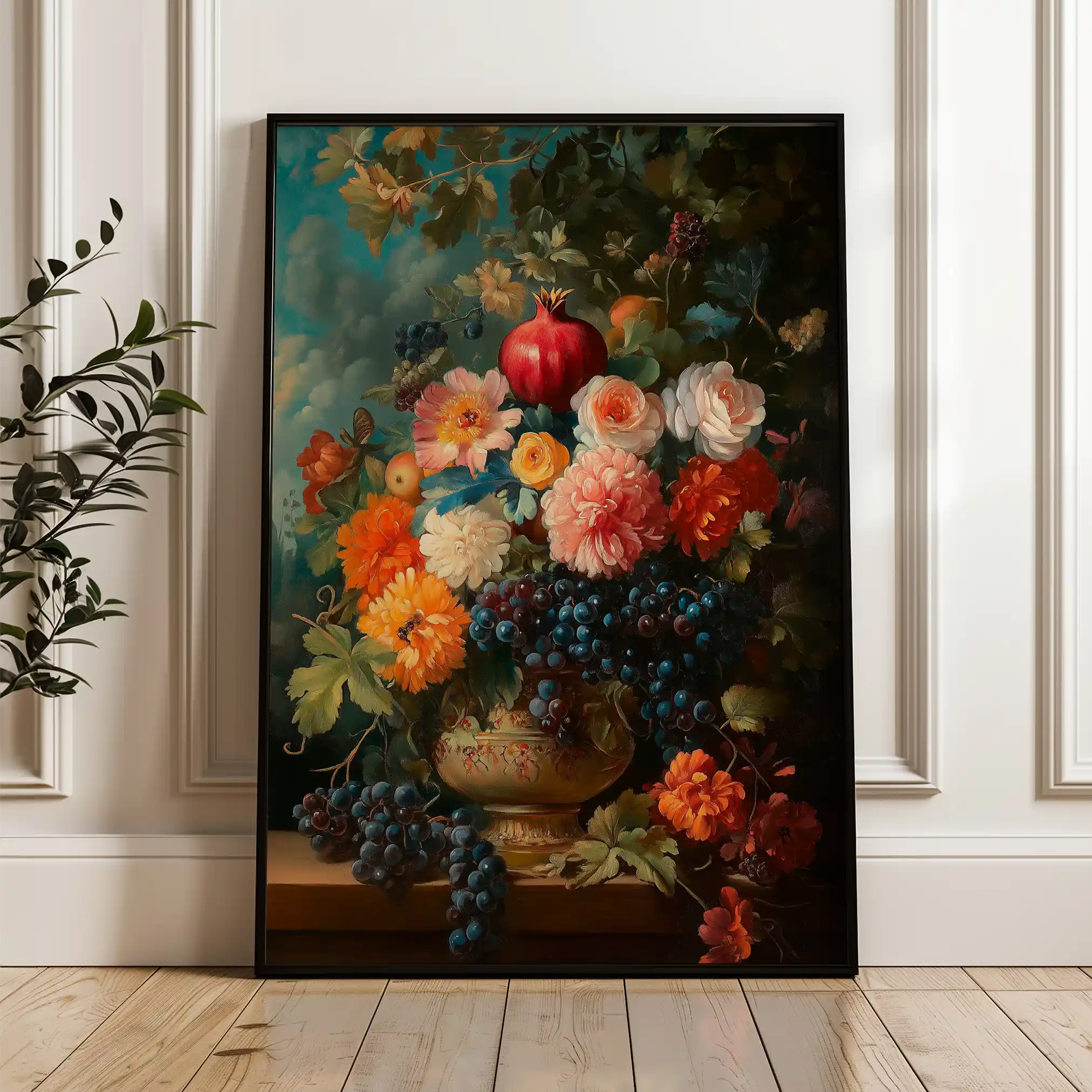 Floral 1228 Canvas Art 60 x 40 cm / Black