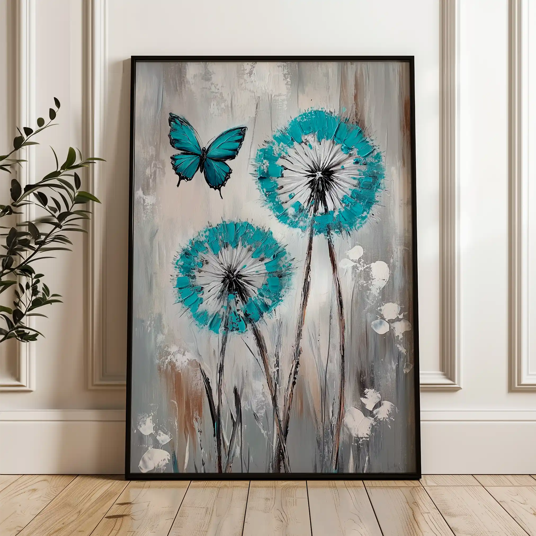 Floral 1234 Canvas Art 60 x 40 cm / Black