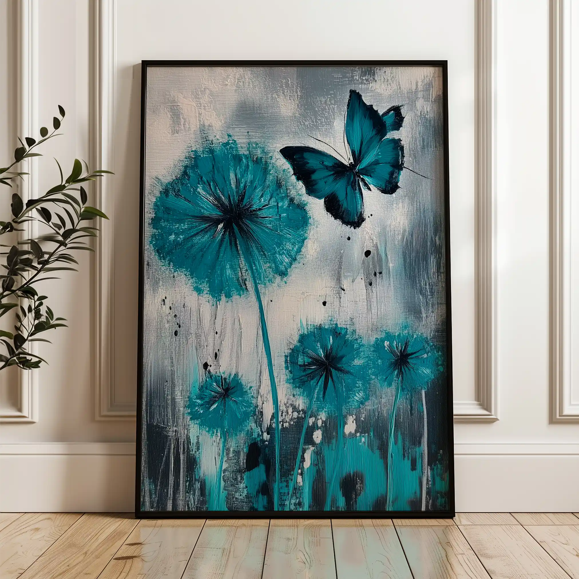 Floral 1235 Canvas Art 60 x 40 cm / Black