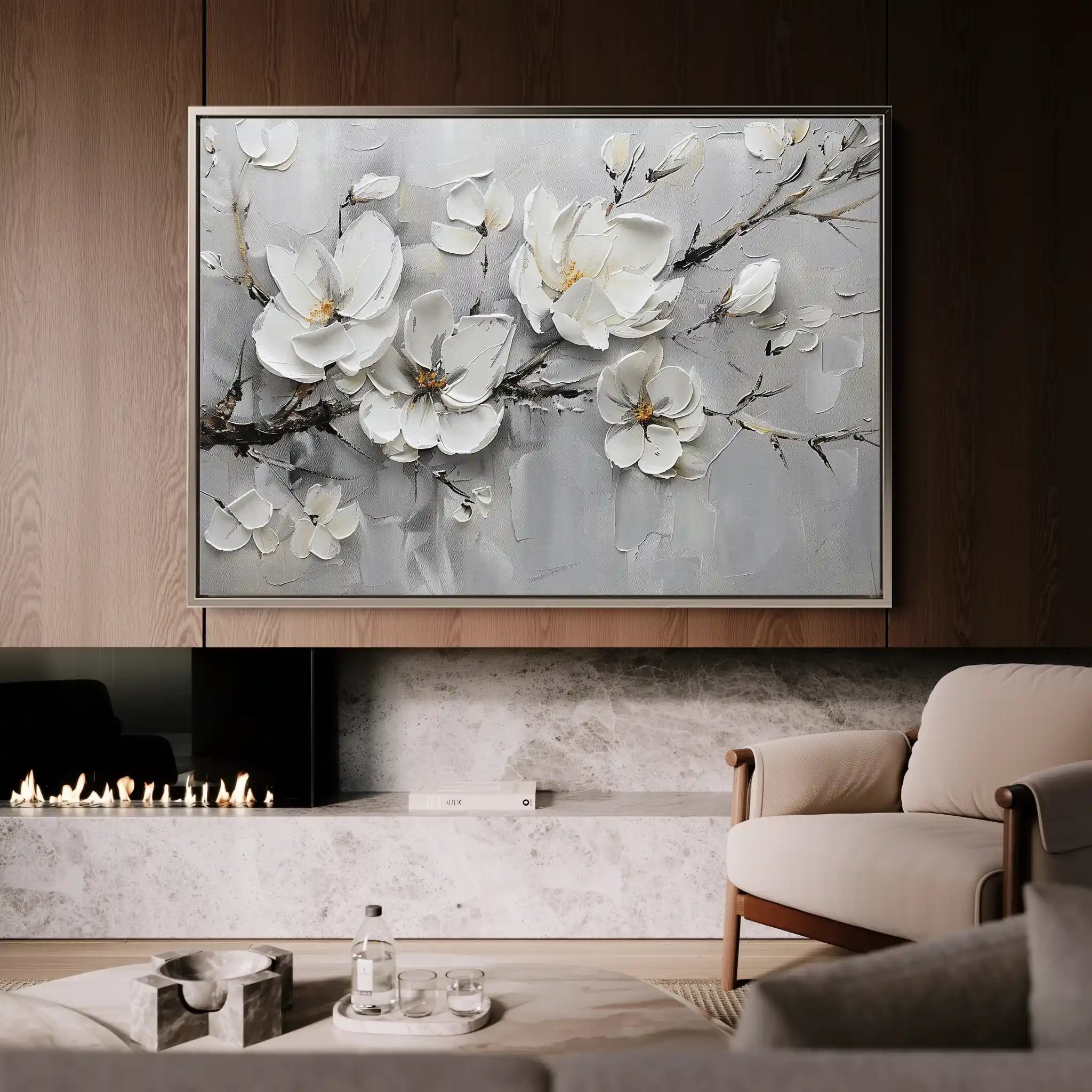 Floral 124 Canvas Art 60 x 40 cm / Black