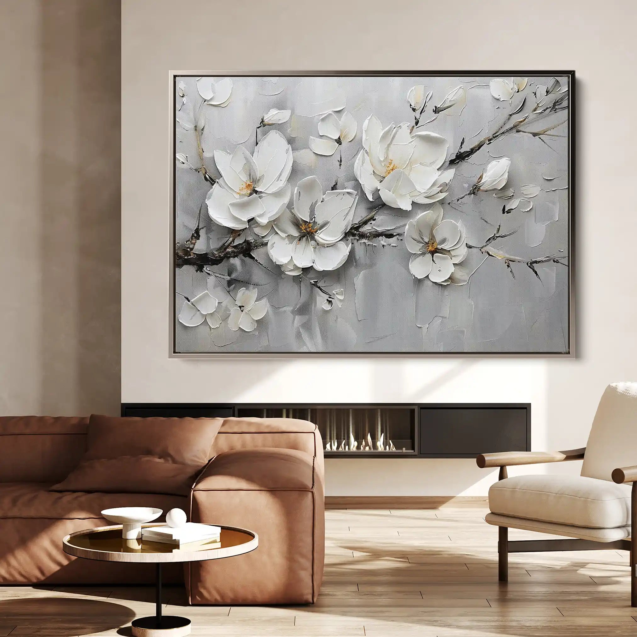 Floral 124 Canvas Art 60 x 40 cm / Black