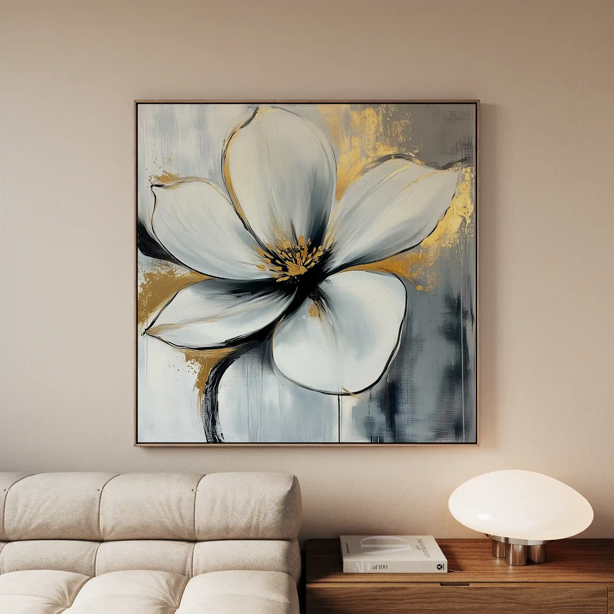 Floral 1242 Canvas Art 60 x 60 cm / Black