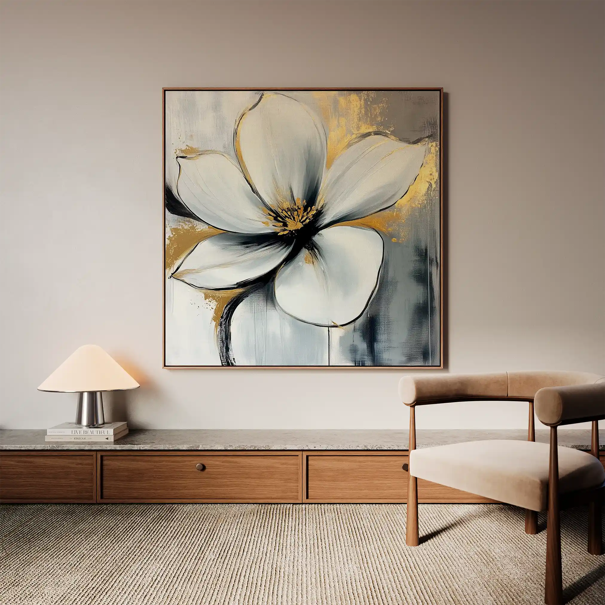 Floral 1242 Canvas Art 60 x 60 cm / Black