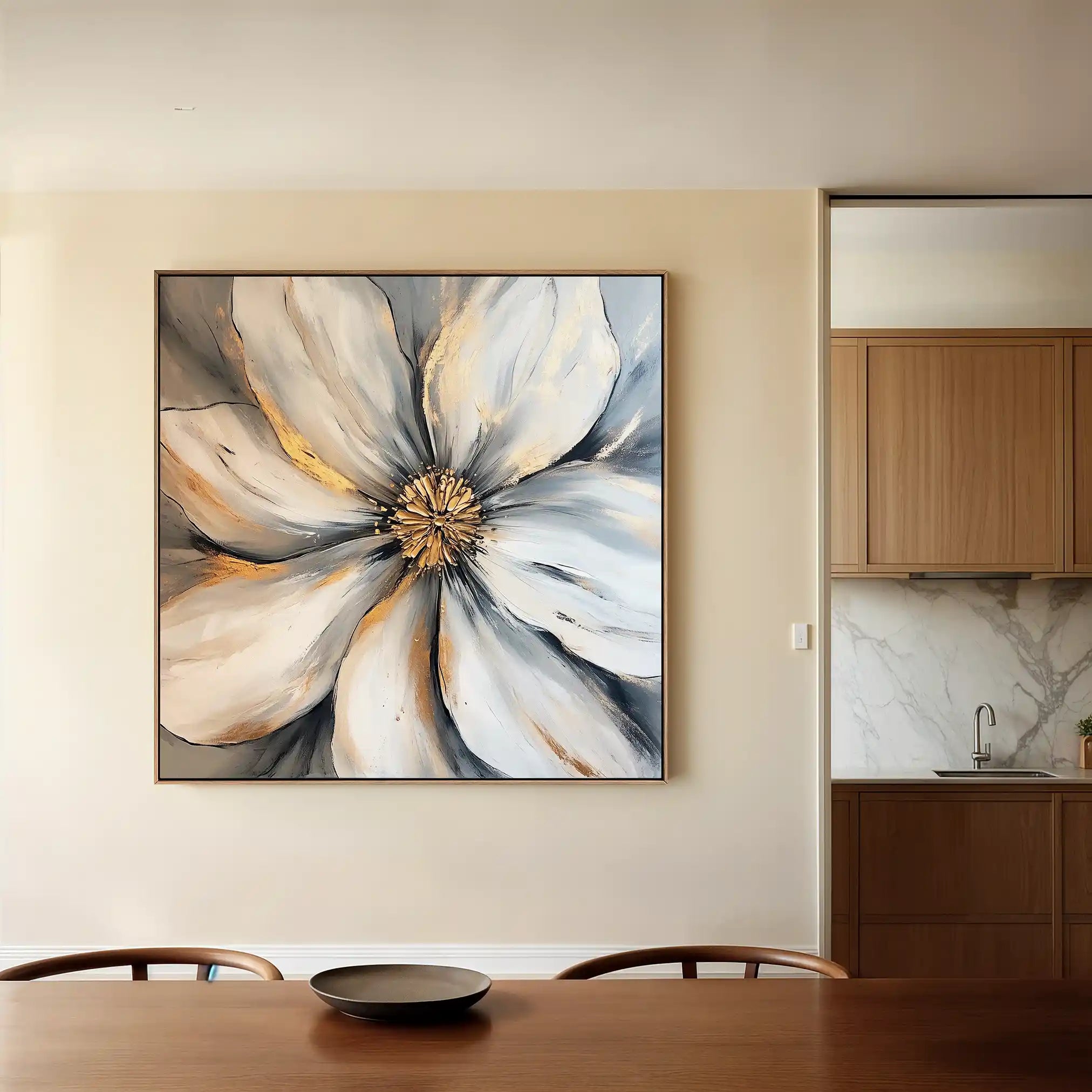 Floral 1243 Canvas Art 60 x 60 cm / Black