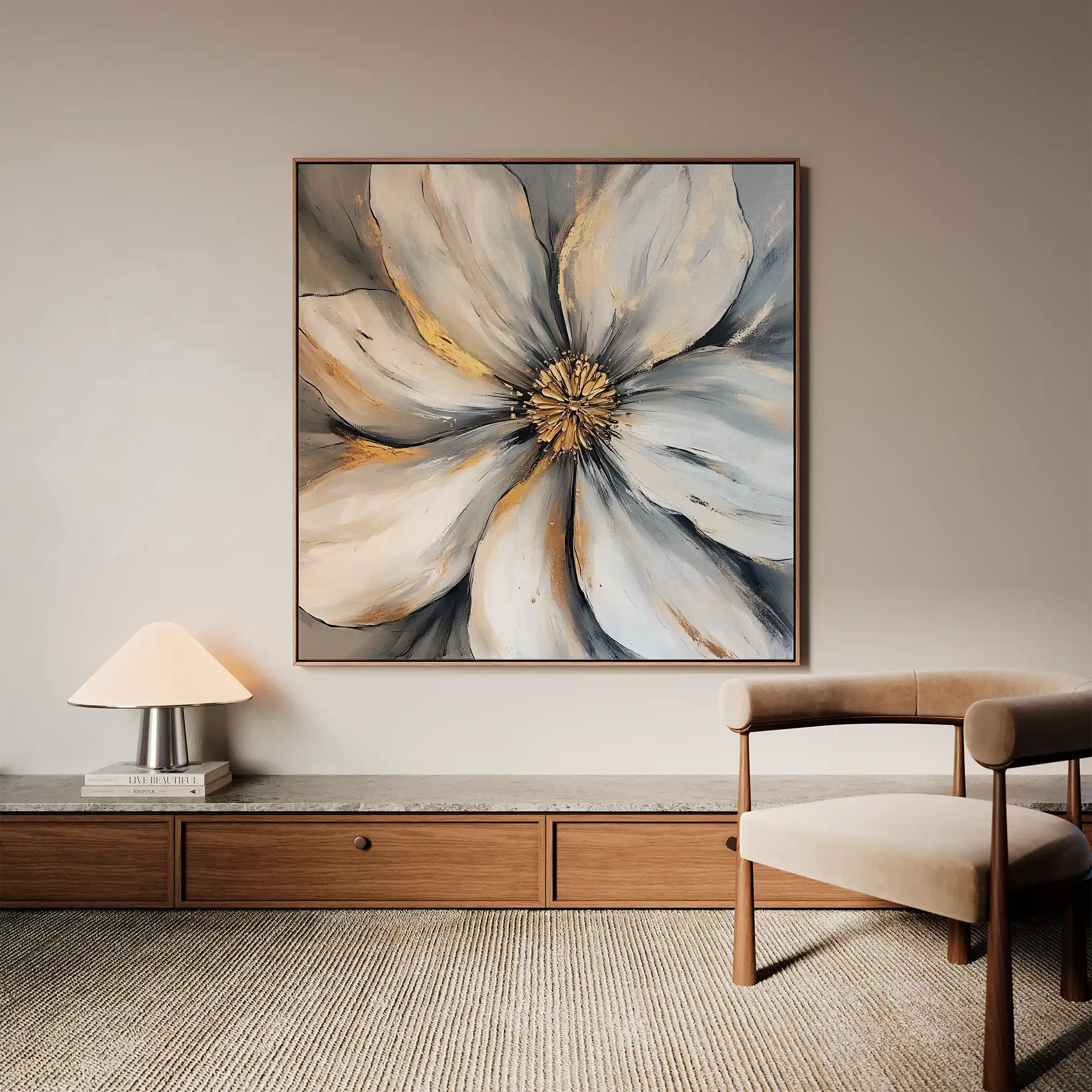 Floral 1243 Canvas Art 60 x 60 cm / Black