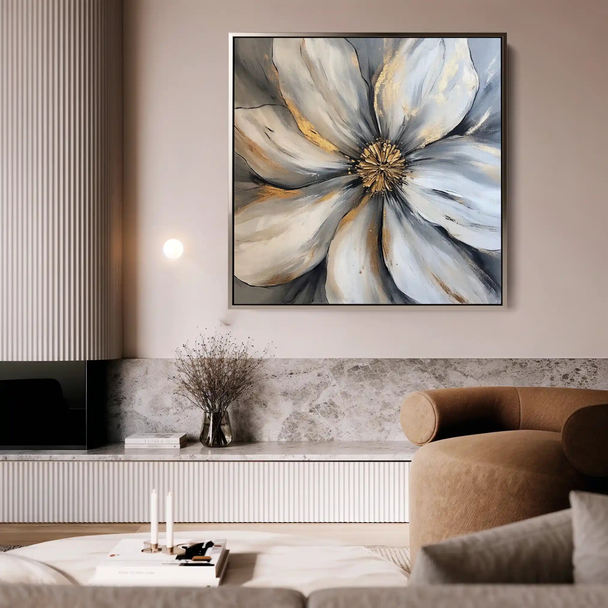 Floral 1243 Canvas Art 60 x 60 cm / Black