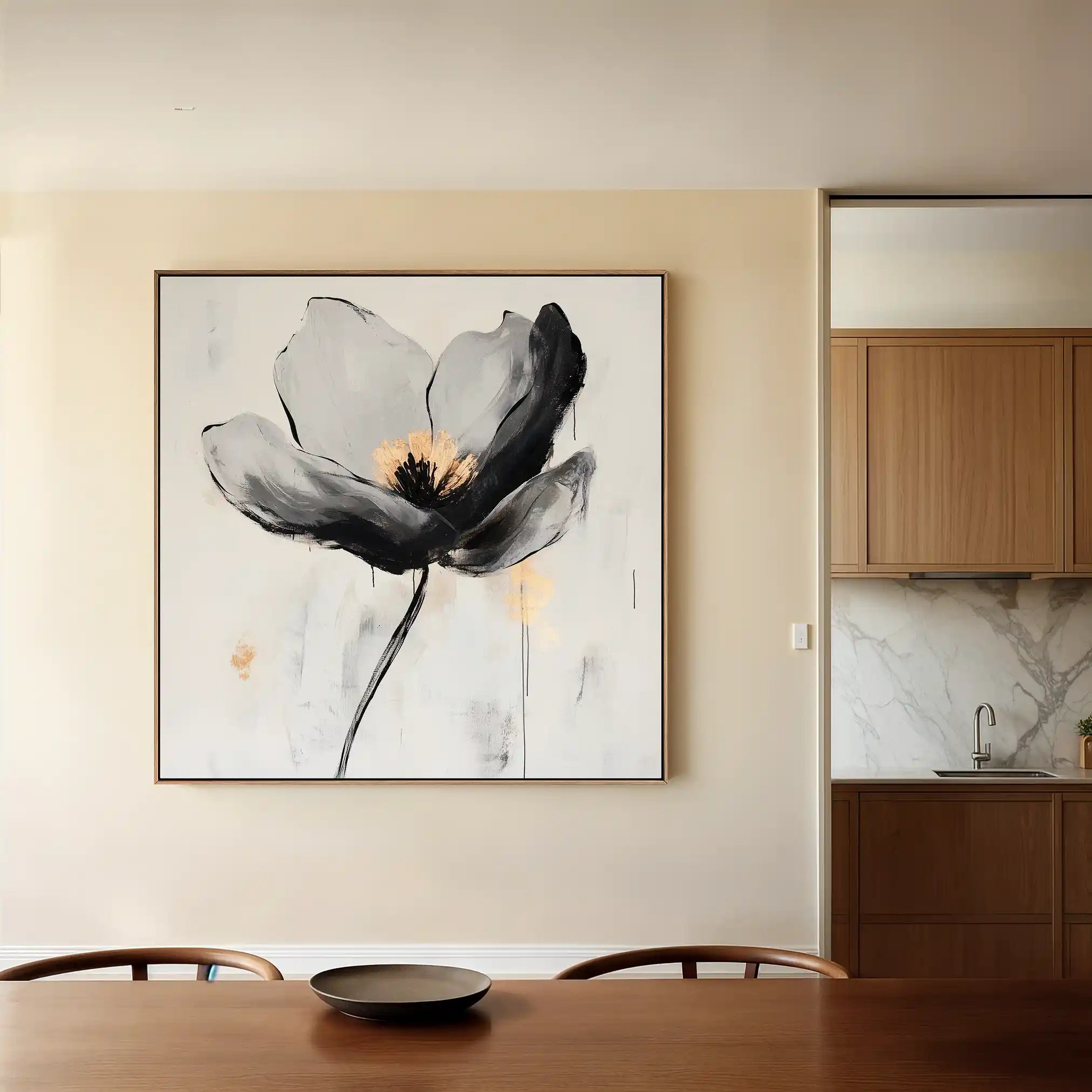 Floral 1244 Canvas Art 60 x 60 cm / Black