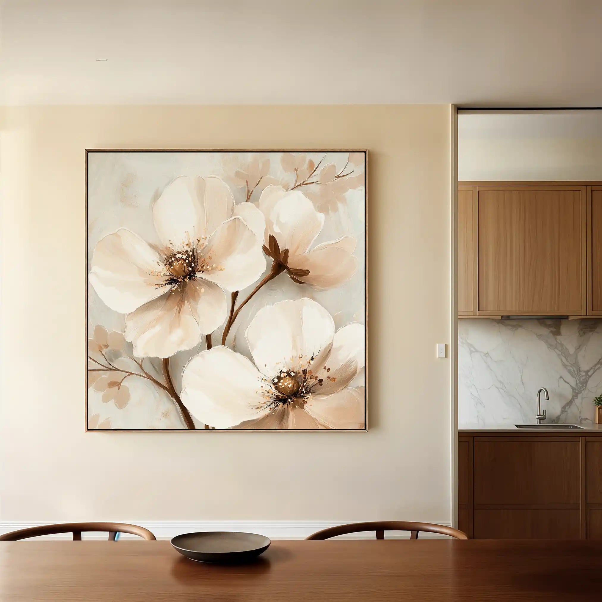 Floral 1246 Canvas Art 60 x 60 cm / Black