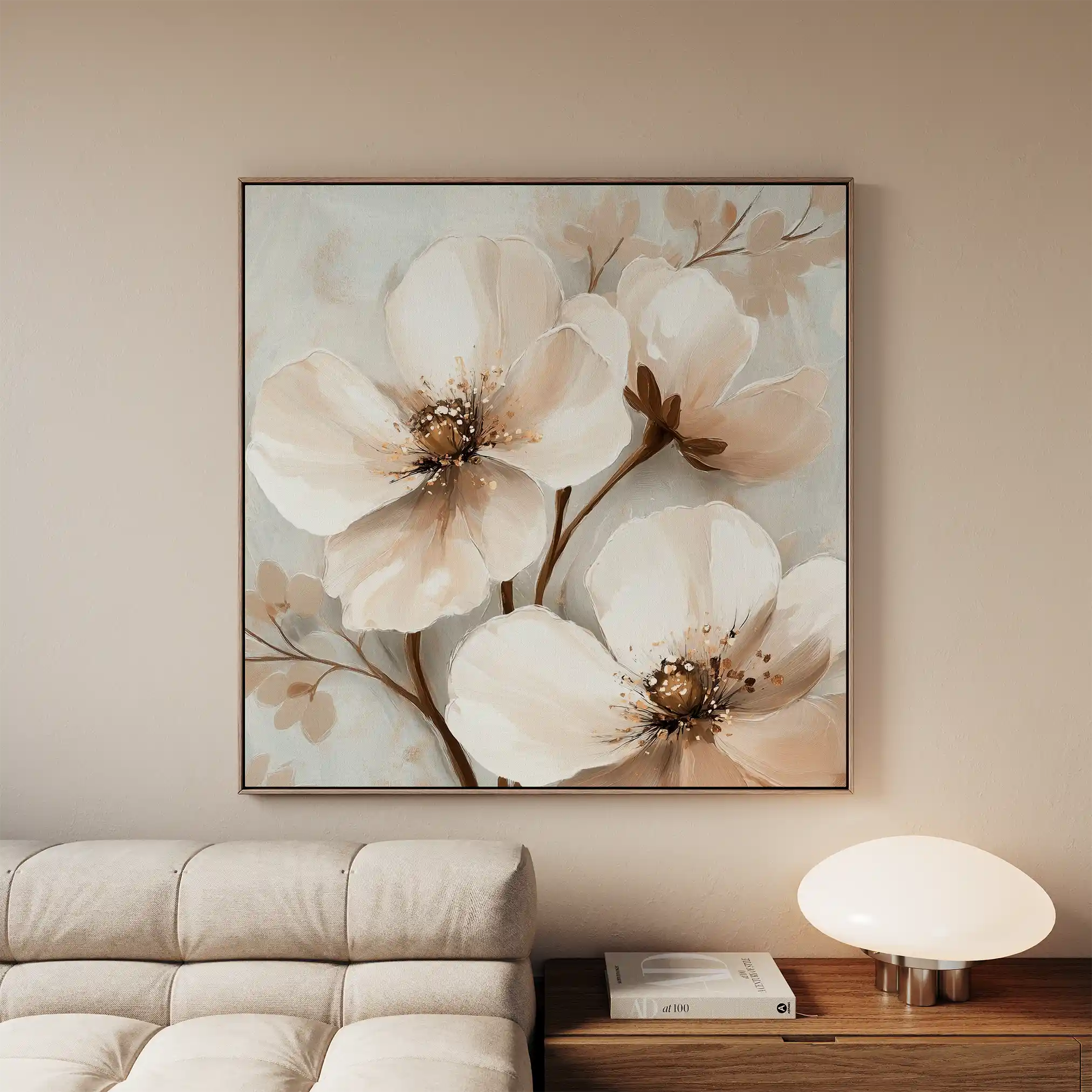 Floral 1246 Canvas Art 60 x 60 cm / Black
