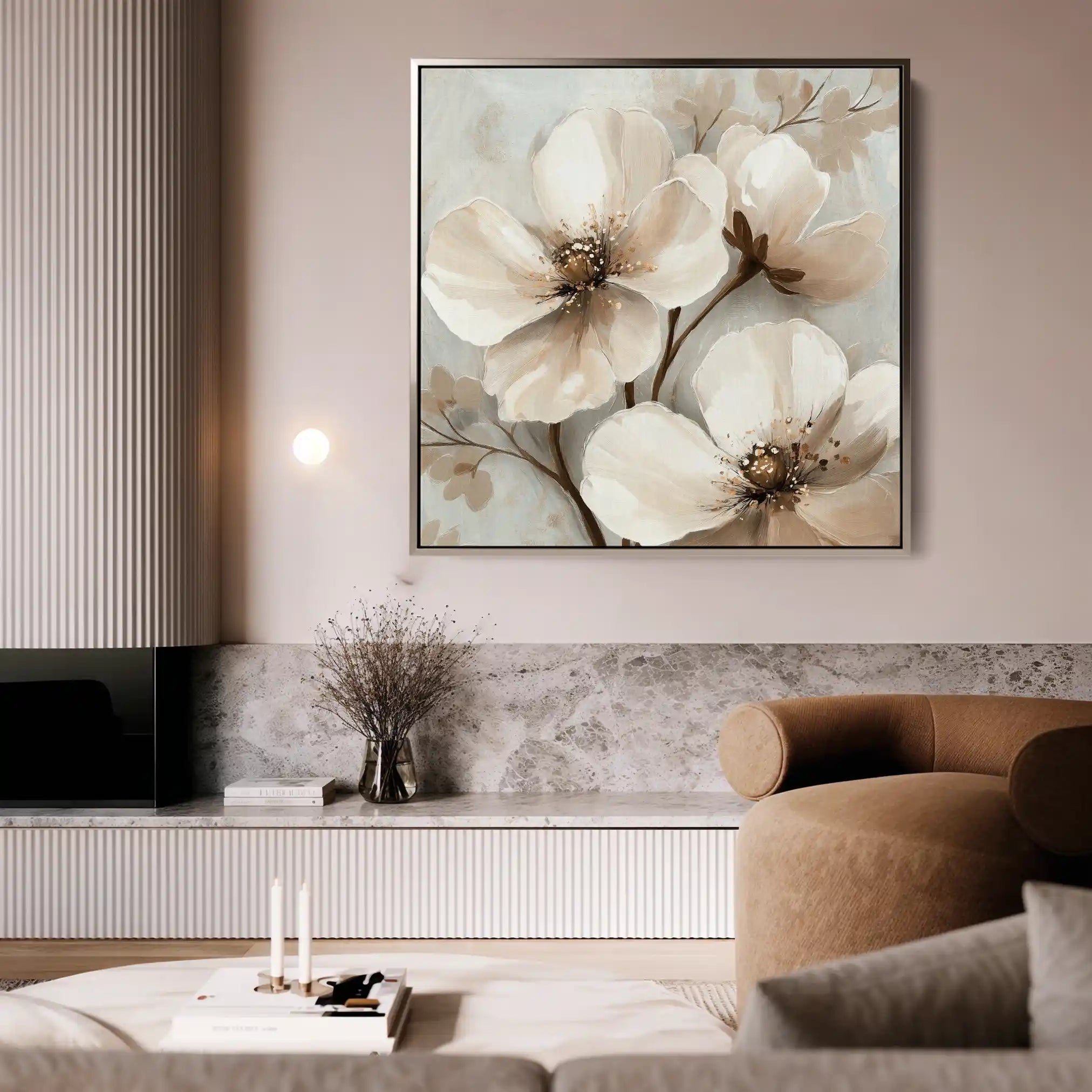 Floral 1246 Canvas Art 60 x 60 cm / Black