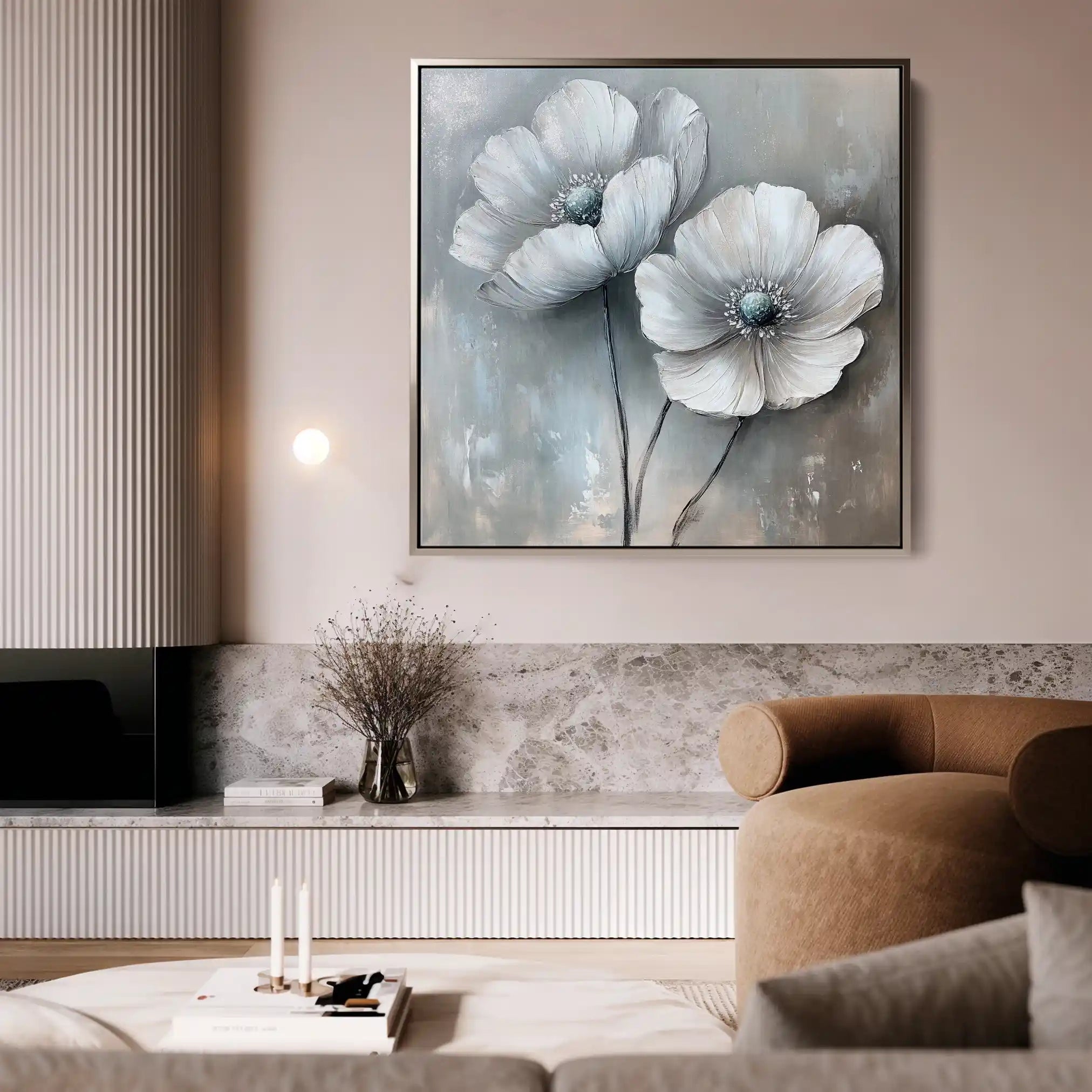 Floral 1247 Canvas Art 60 x 60 cm / Black