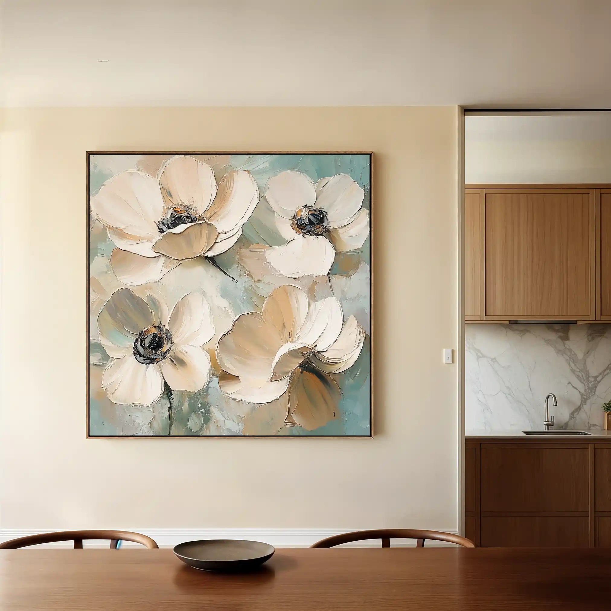 Floral 1248 Canvas Art 60 x 60 cm / Black