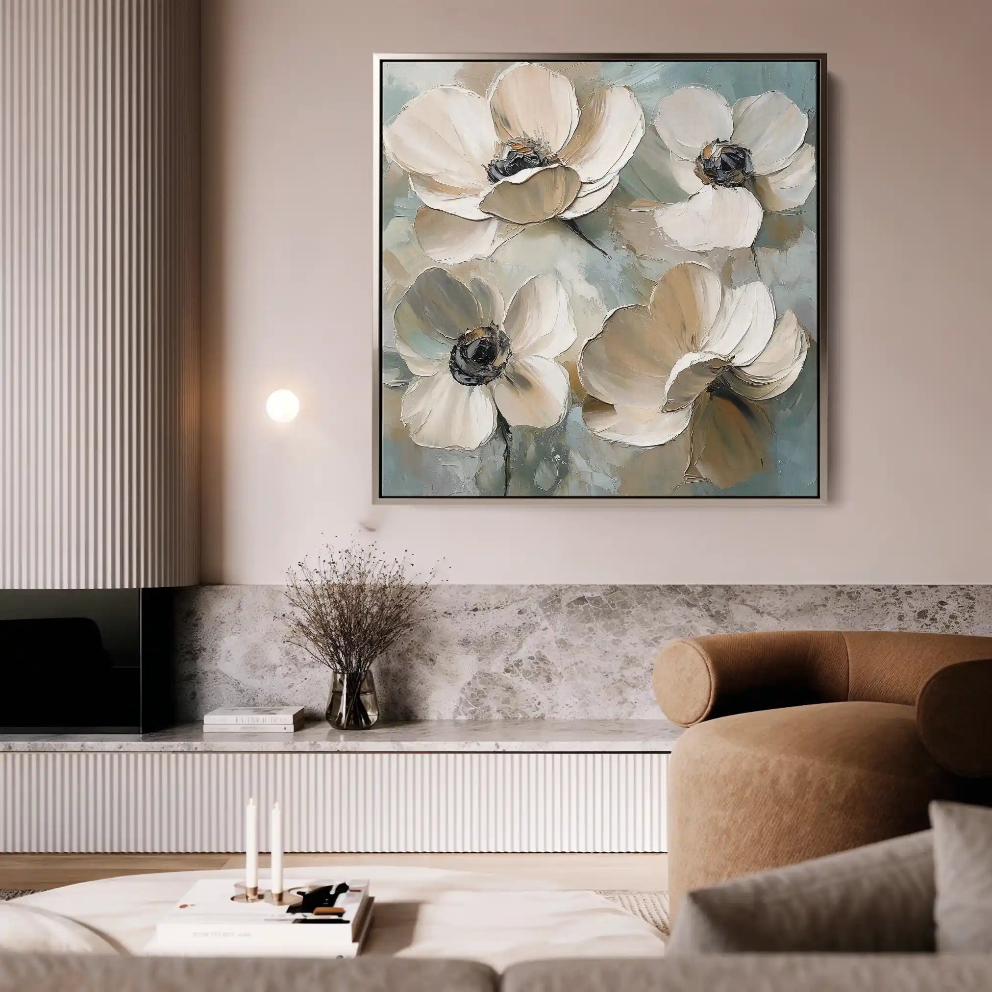 Floral 1248 Canvas Art 60 x 60 cm / Black
