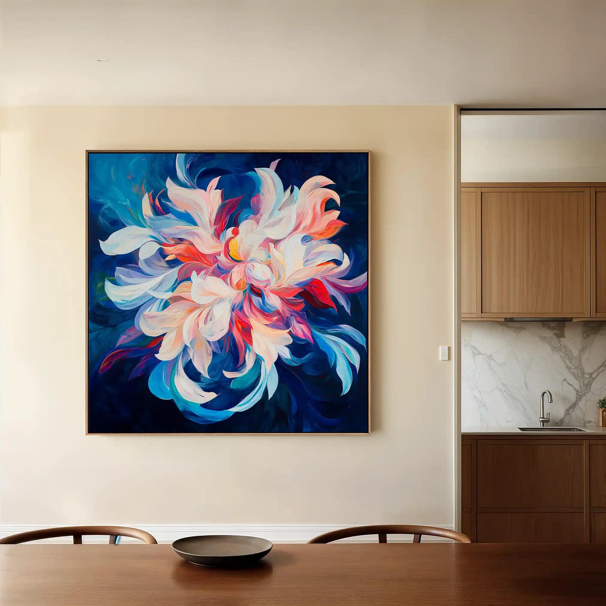 Floral 1249 Canvas Art 60 x 60 cm / Black