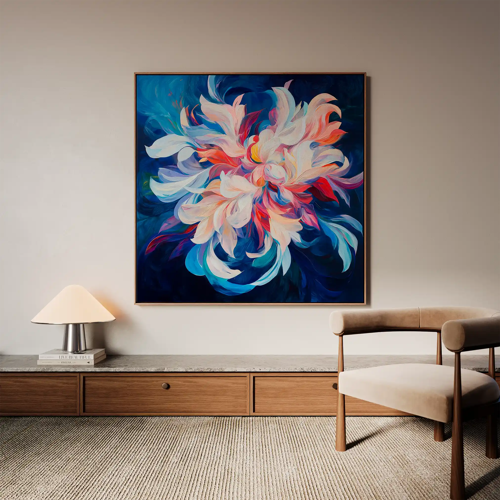 Floral 1249 Canvas Art 60 x 60 cm / Black