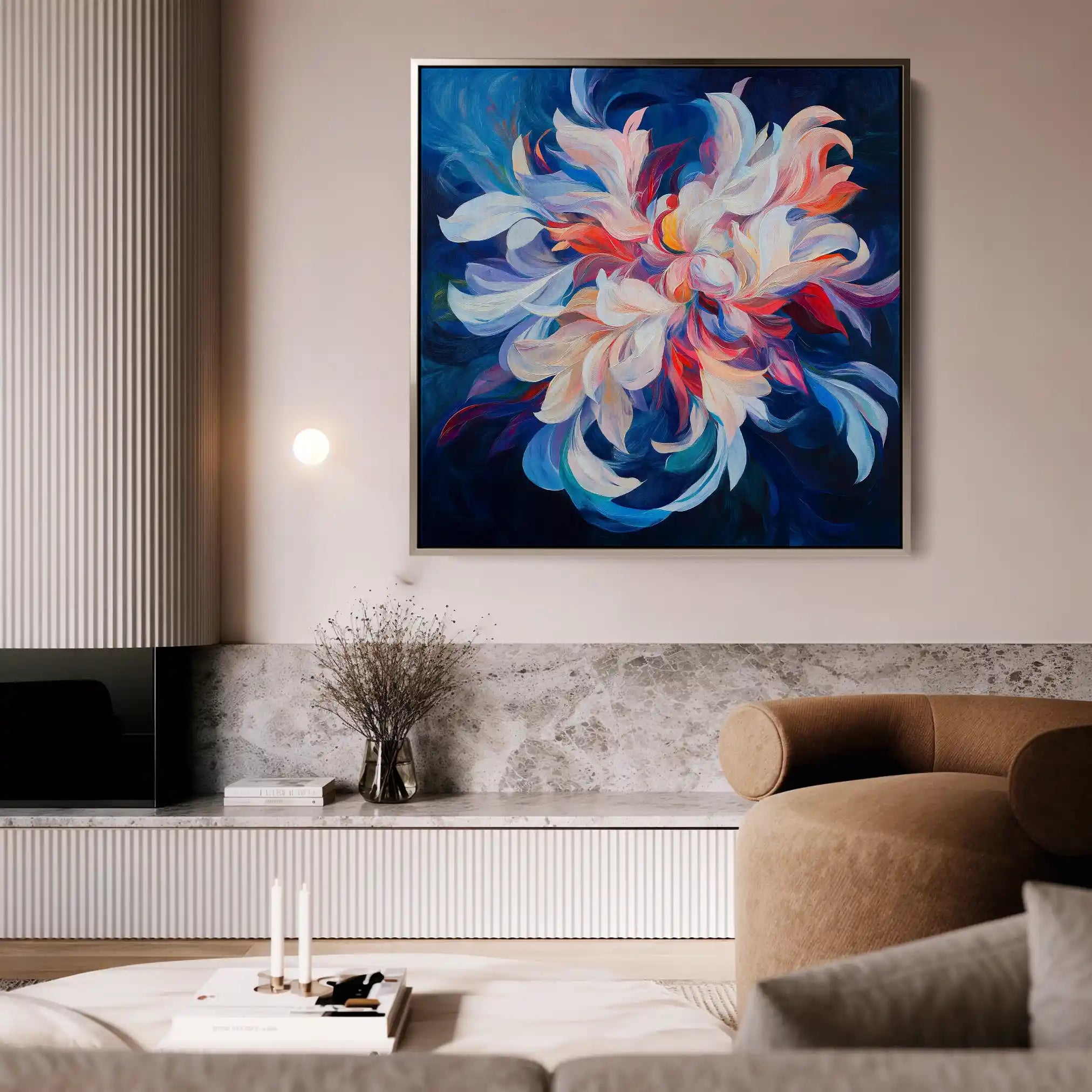 Floral 1249 Canvas Art 60 x 60 cm / Black