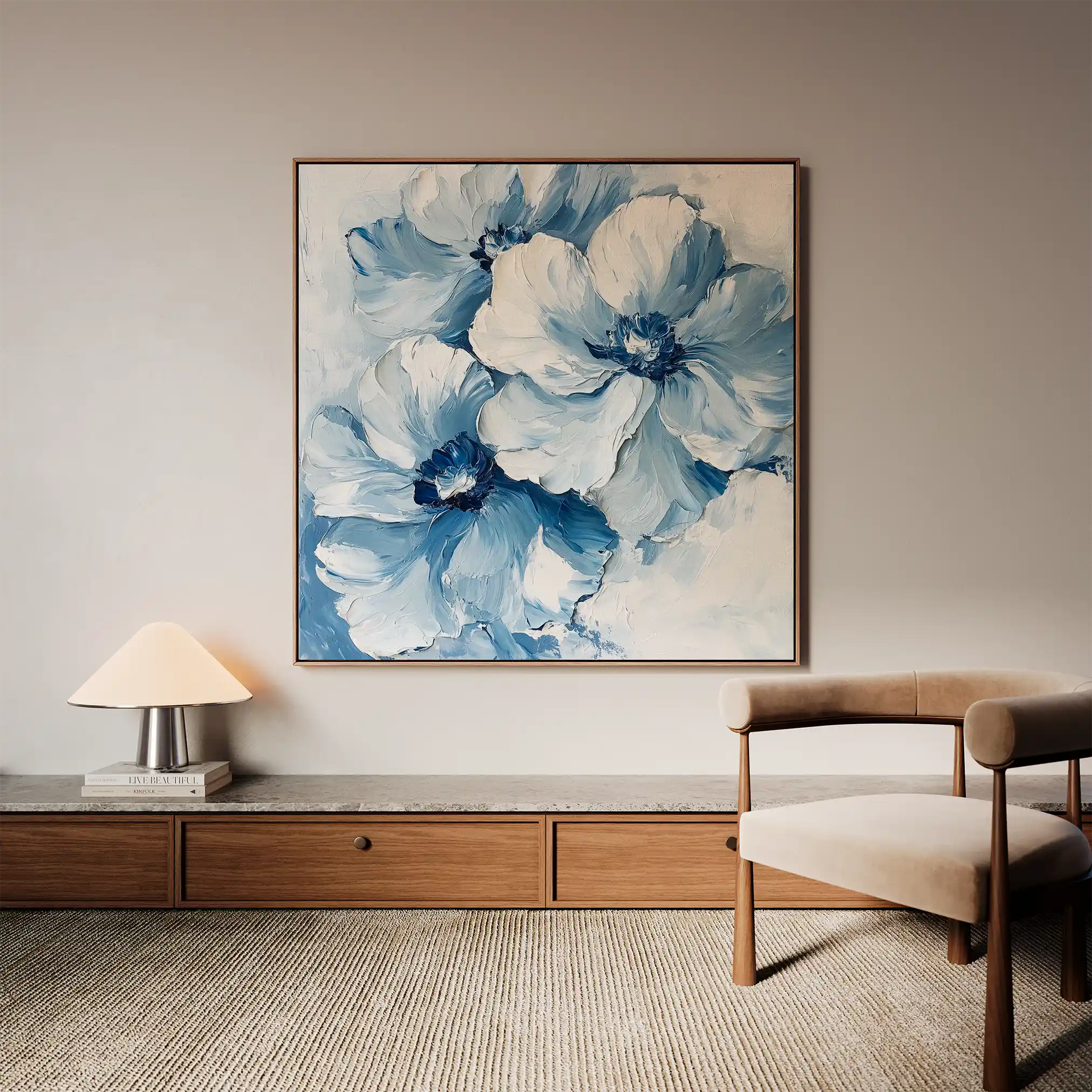 Floral 1250 Canvas Art 60 x 60 cm / Black