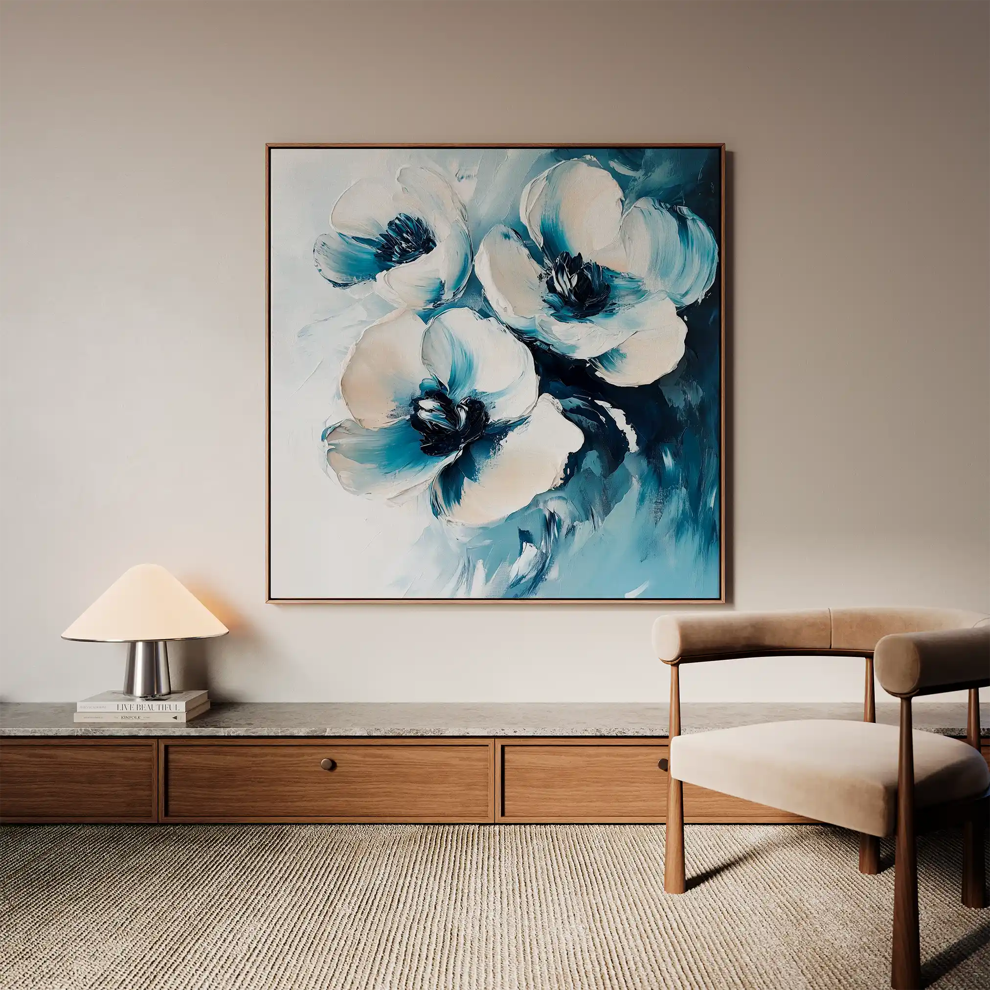 Floral 1251 Canvas Art 60 x 60 cm / Black