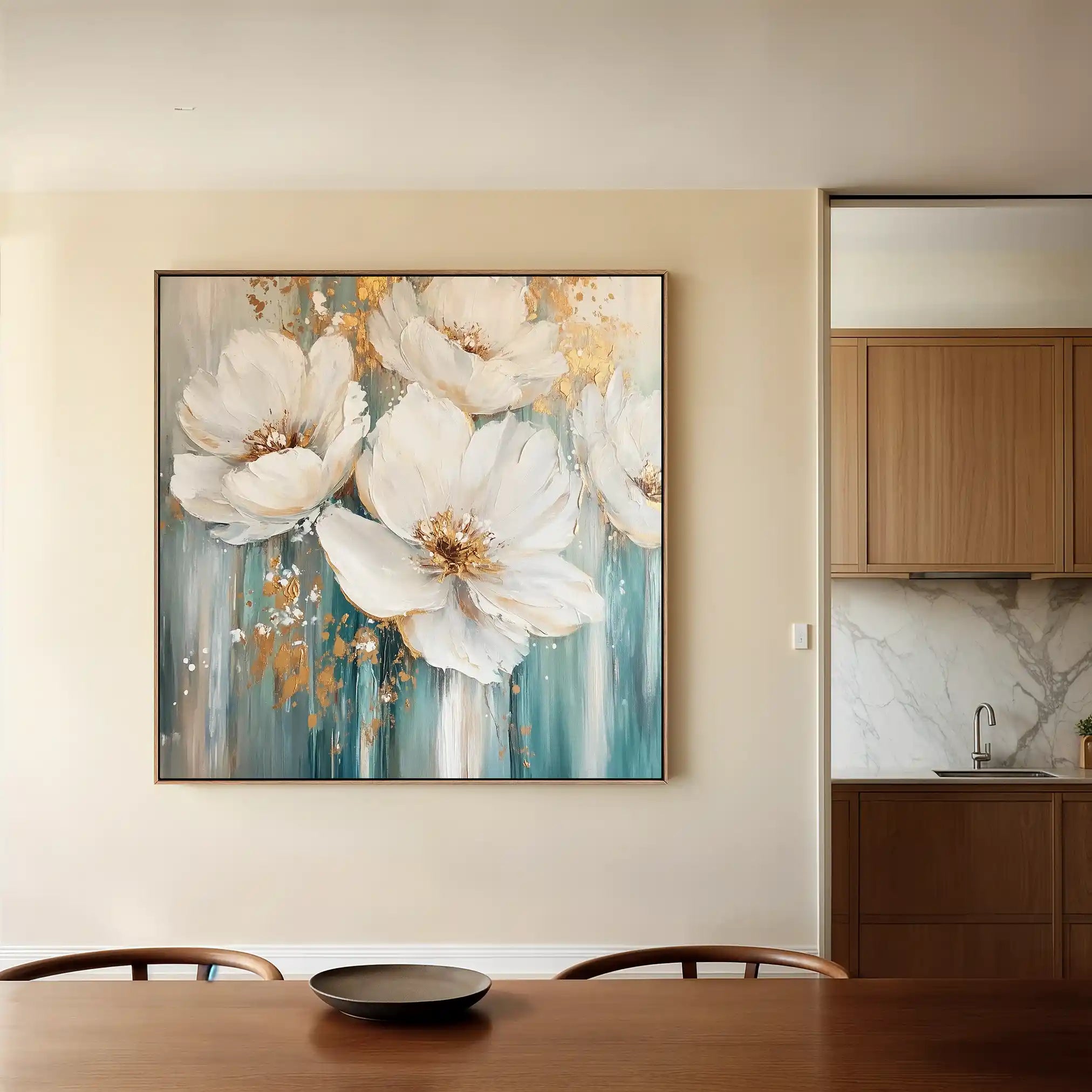 Floral 1252 Canvas Art 60 x 60 cm / Black