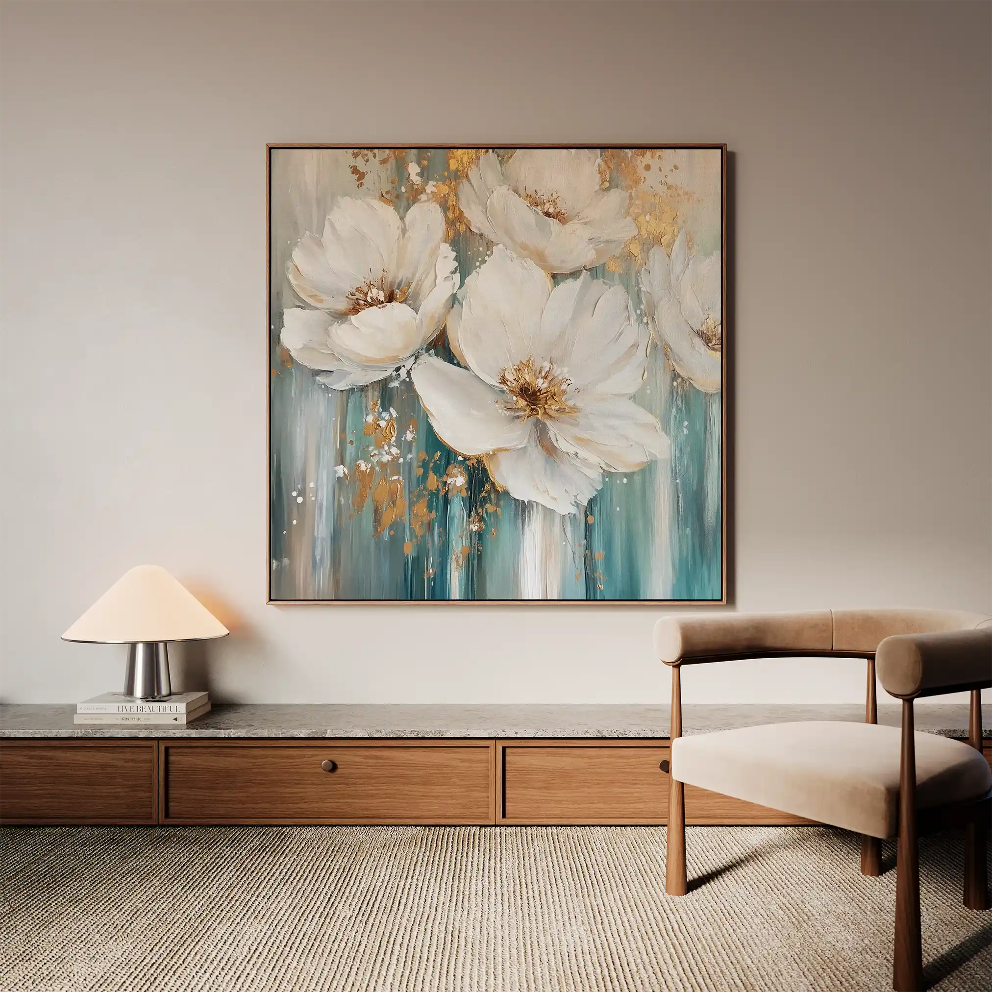 Floral 1252 Canvas Art 60 x 60 cm / Black