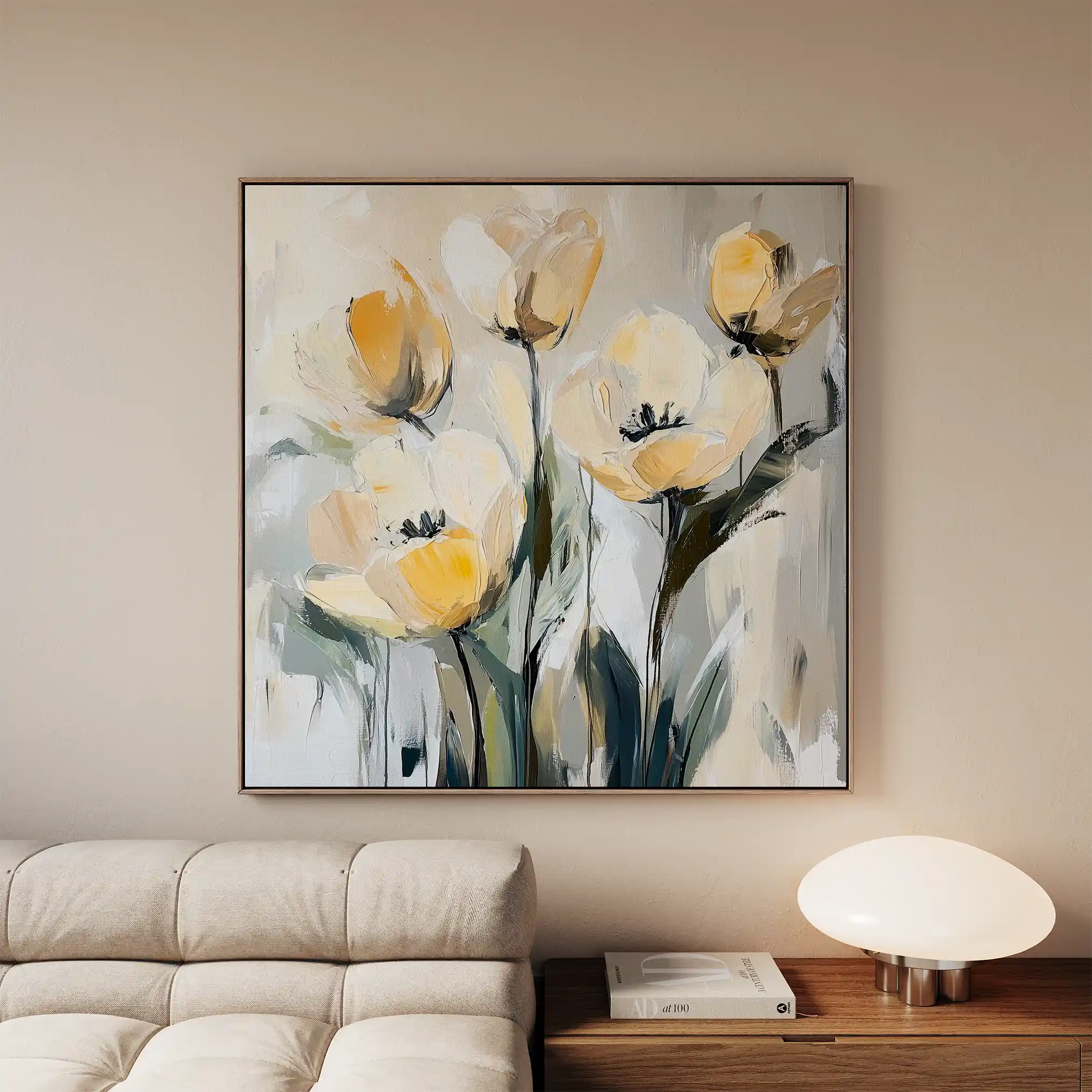 Floral 1254 Canvas Art 60 x 60 cm / Black