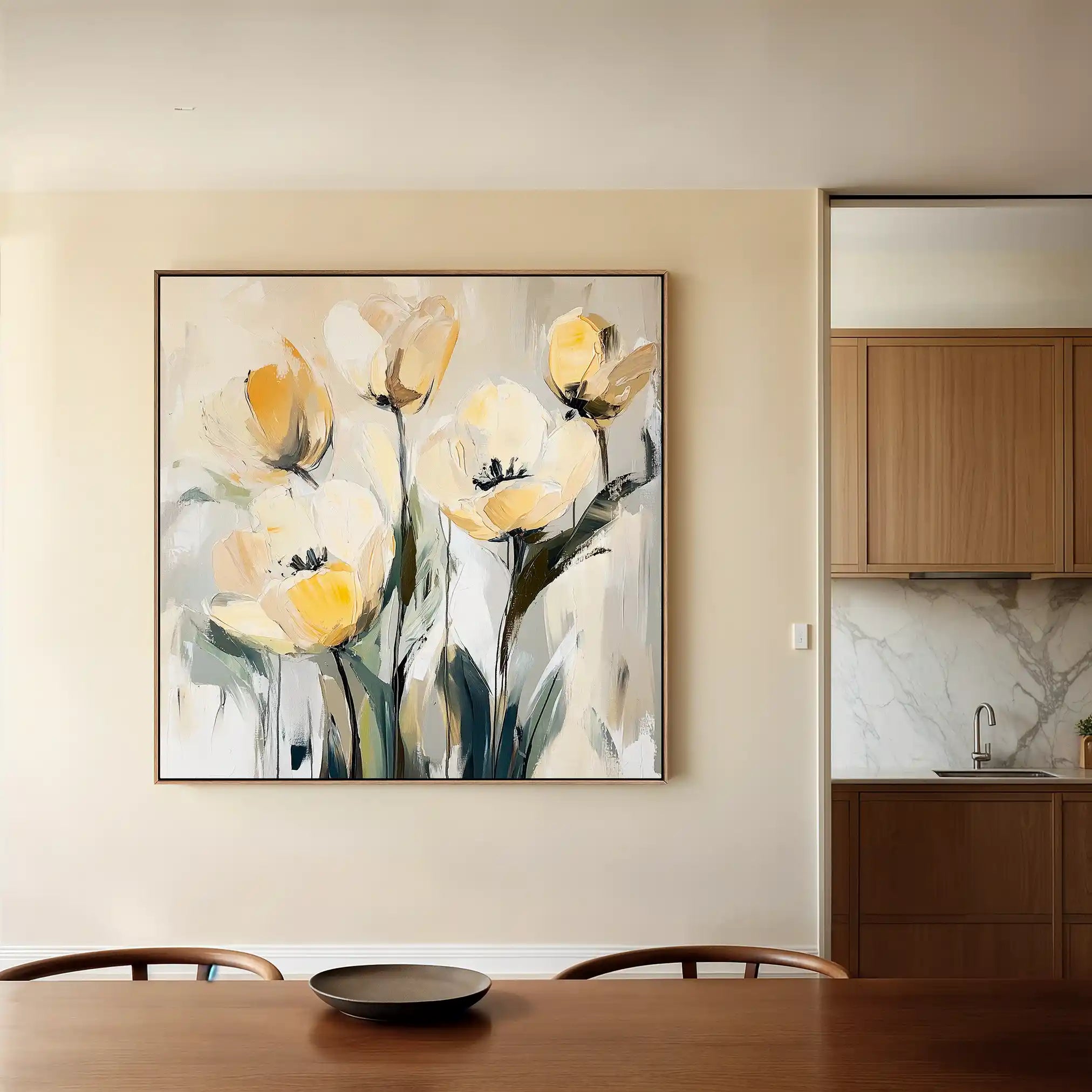 Floral 1254 Canvas Art 60 x 60 cm / Black