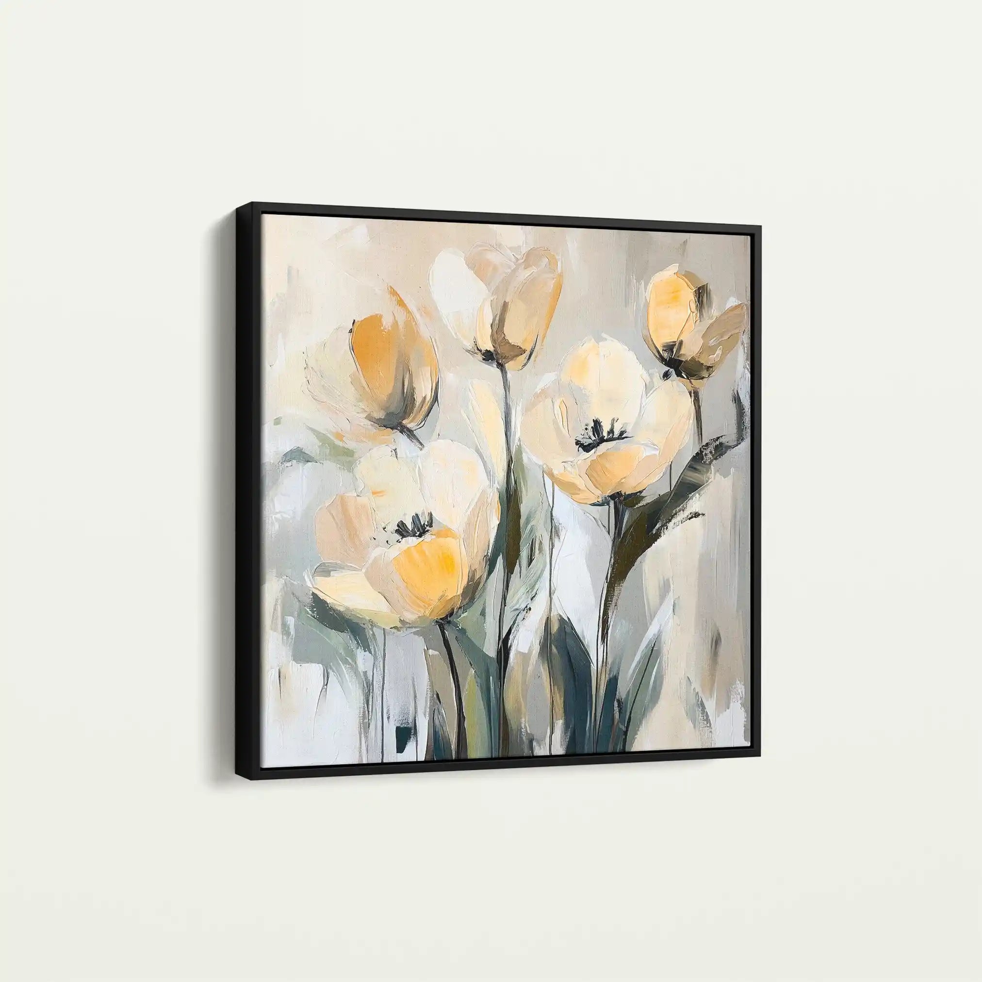 Floral 1254 Canvas Art 60 x 60 cm / Black