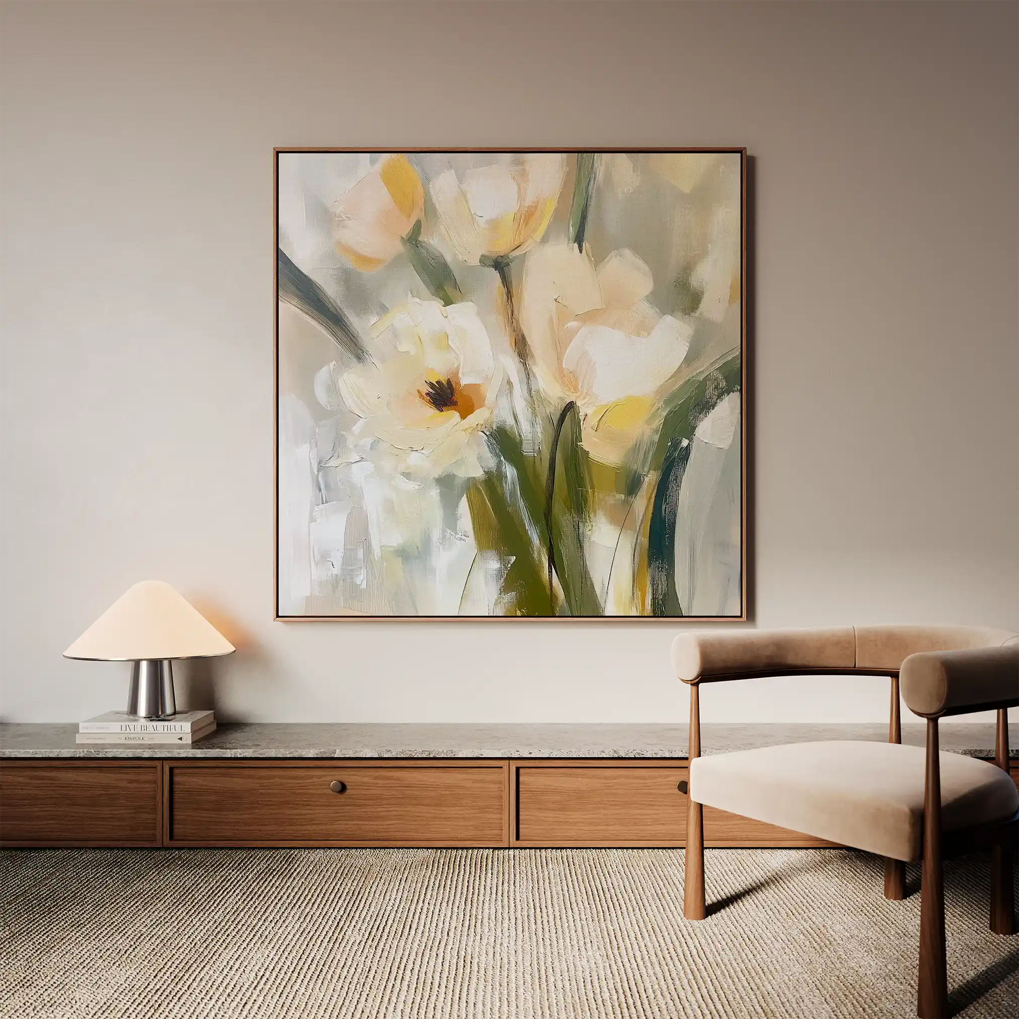 Floral 1255 Canvas Art 60 x 60 cm / Black