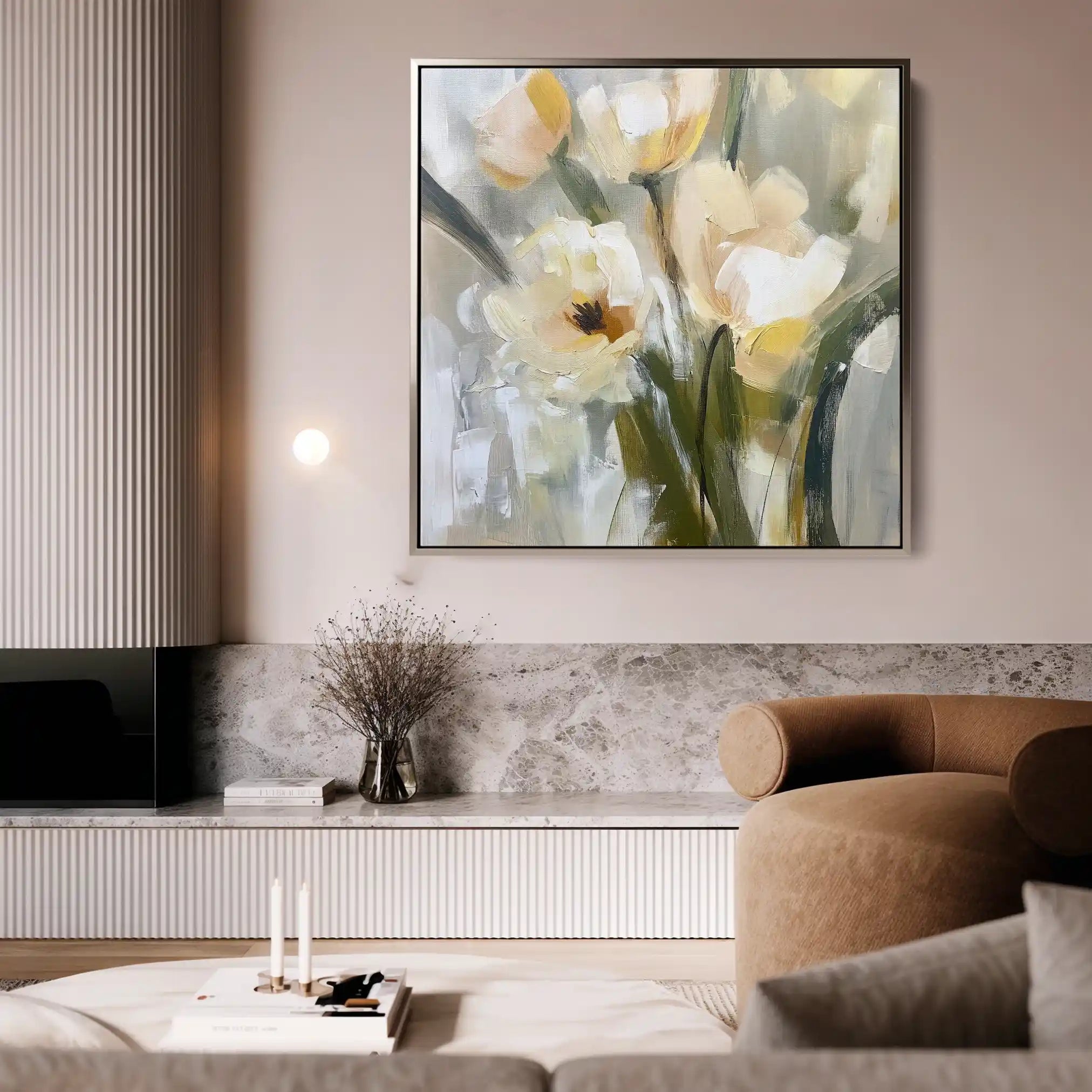 Floral 1255 Canvas Art 60 x 60 cm / Black