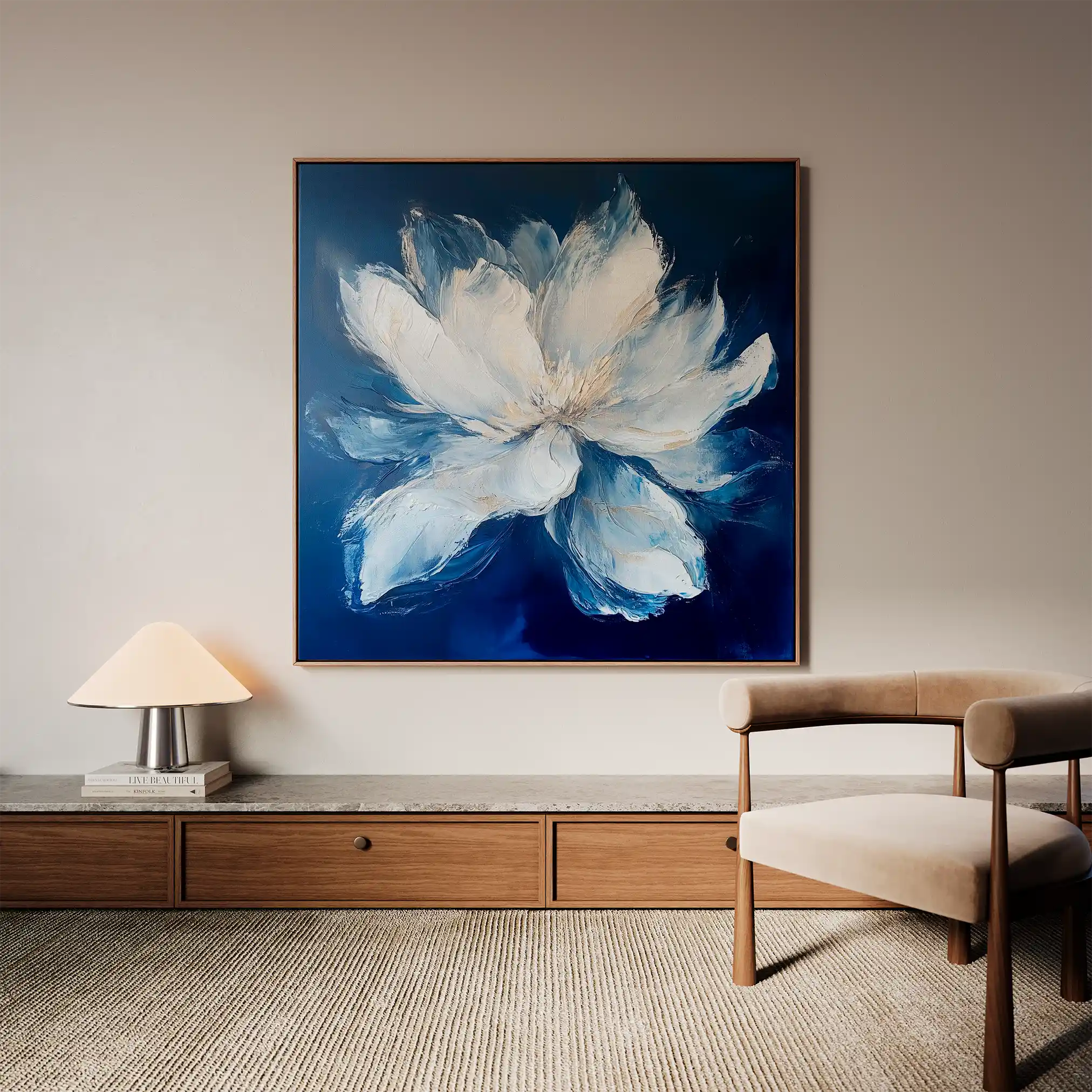 Floral 1258 Canvas Art 60 x 60 cm / Black