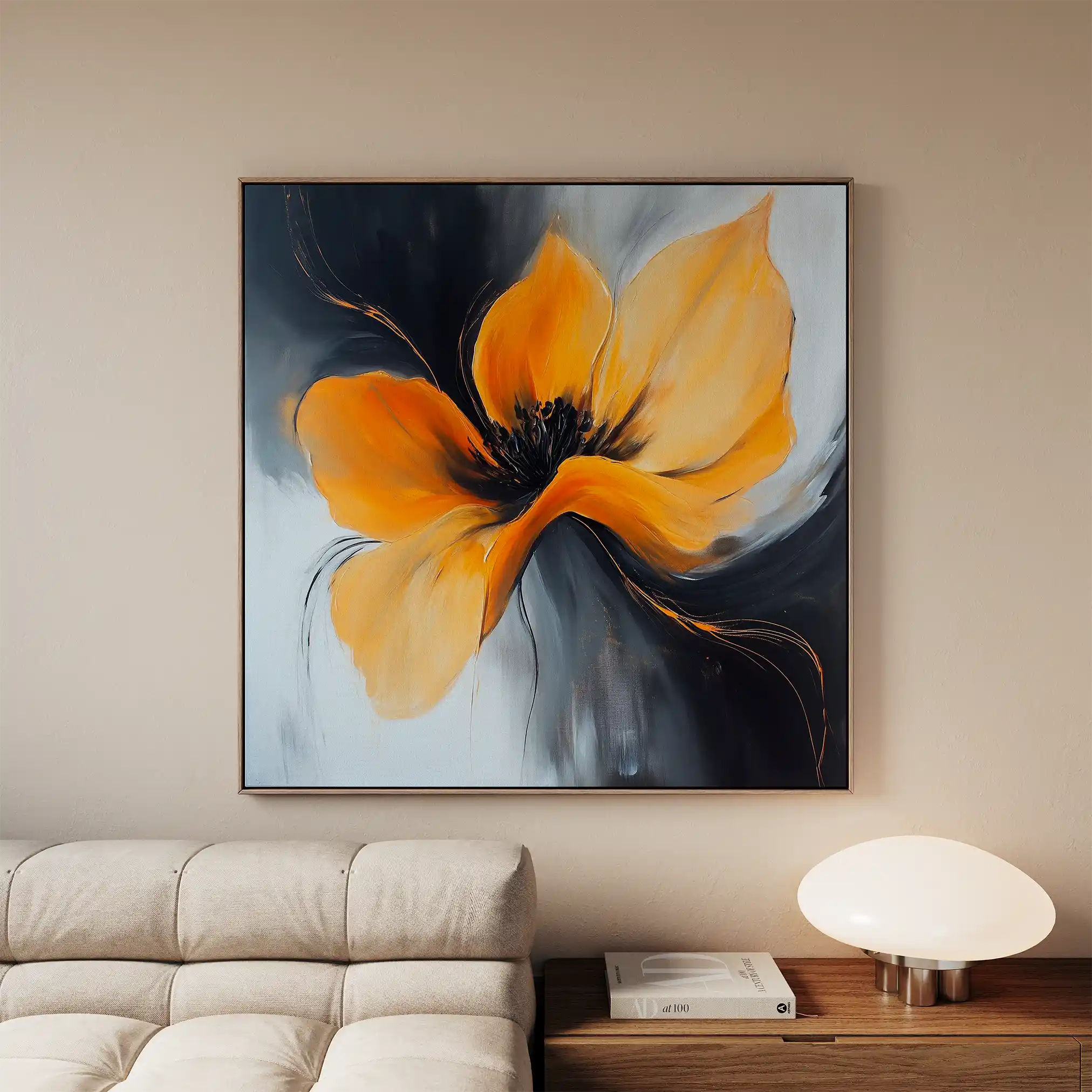 Floral 1261 Canvas Art 60 x 60 cm / Black