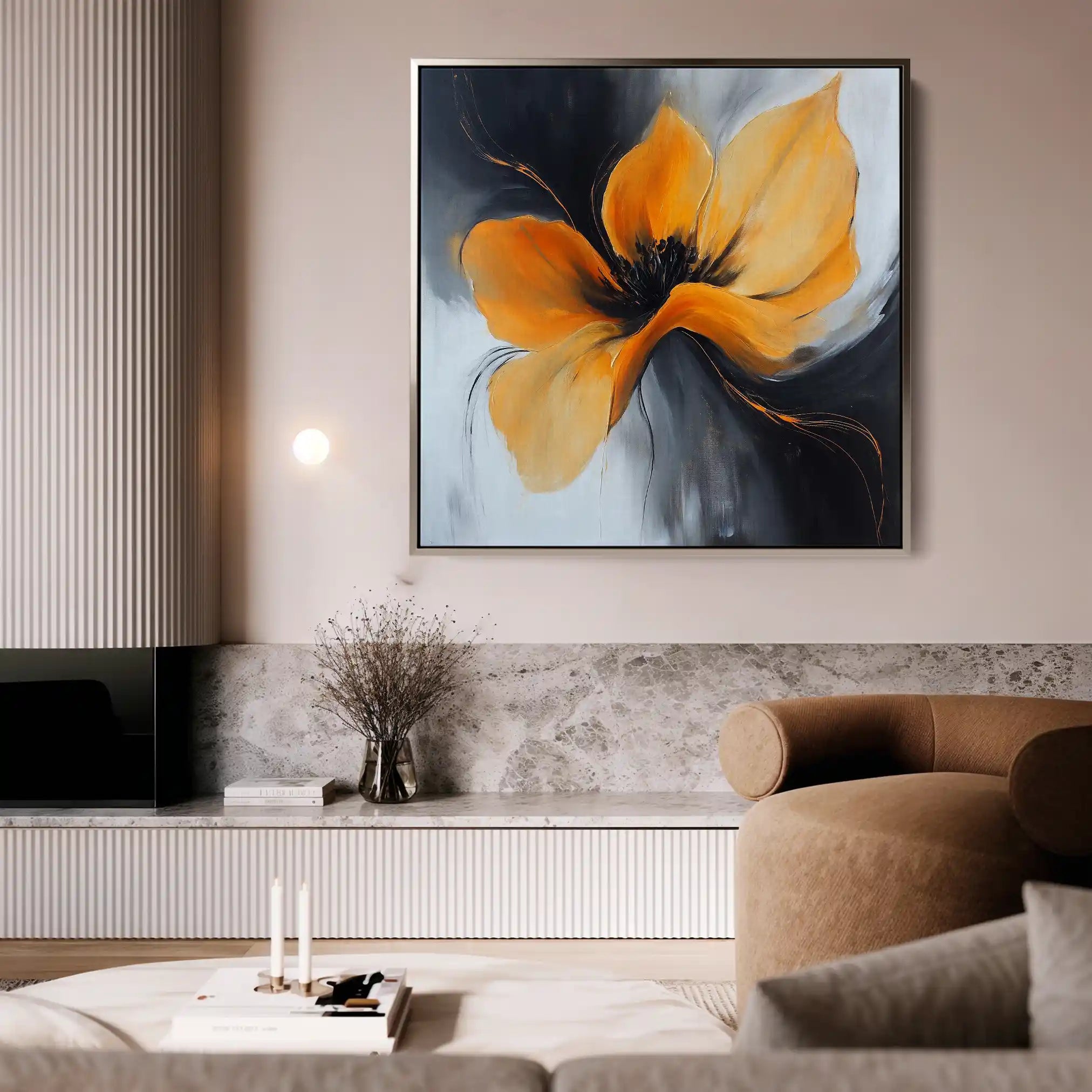 Floral 1261 Canvas Art 60 x 60 cm / Black