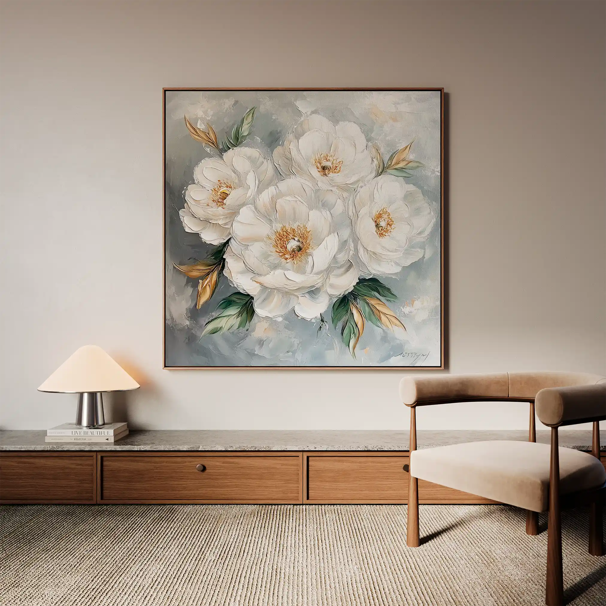 Floral 1262 Canvas Art 60 x 60 cm / Black