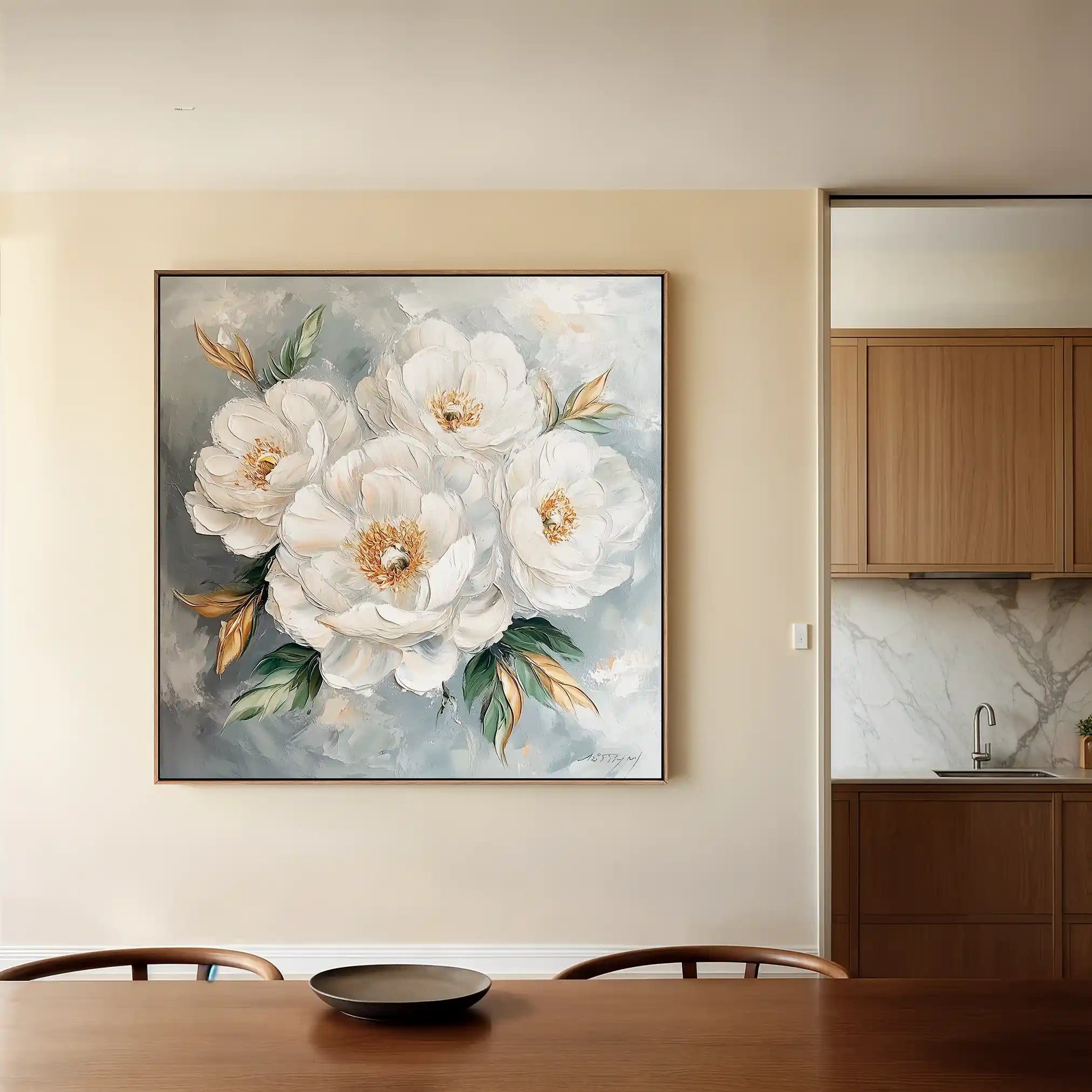 Floral 1262 Canvas Art 60 x 60 cm / Black
