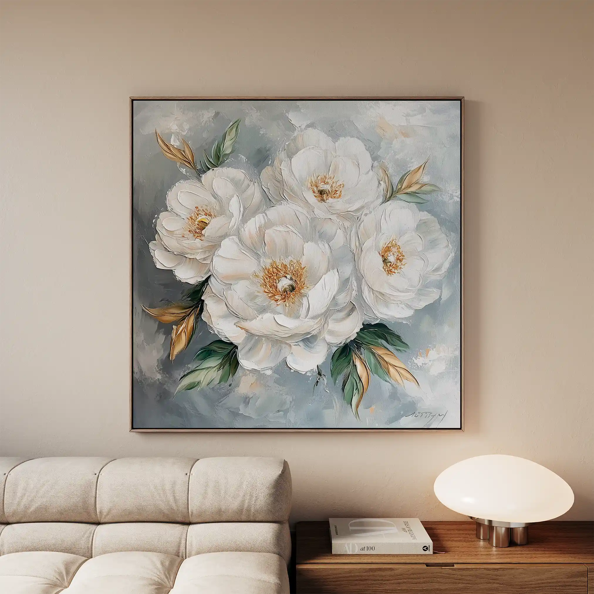Floral 1262 Canvas Art 60 x 60 cm / Black