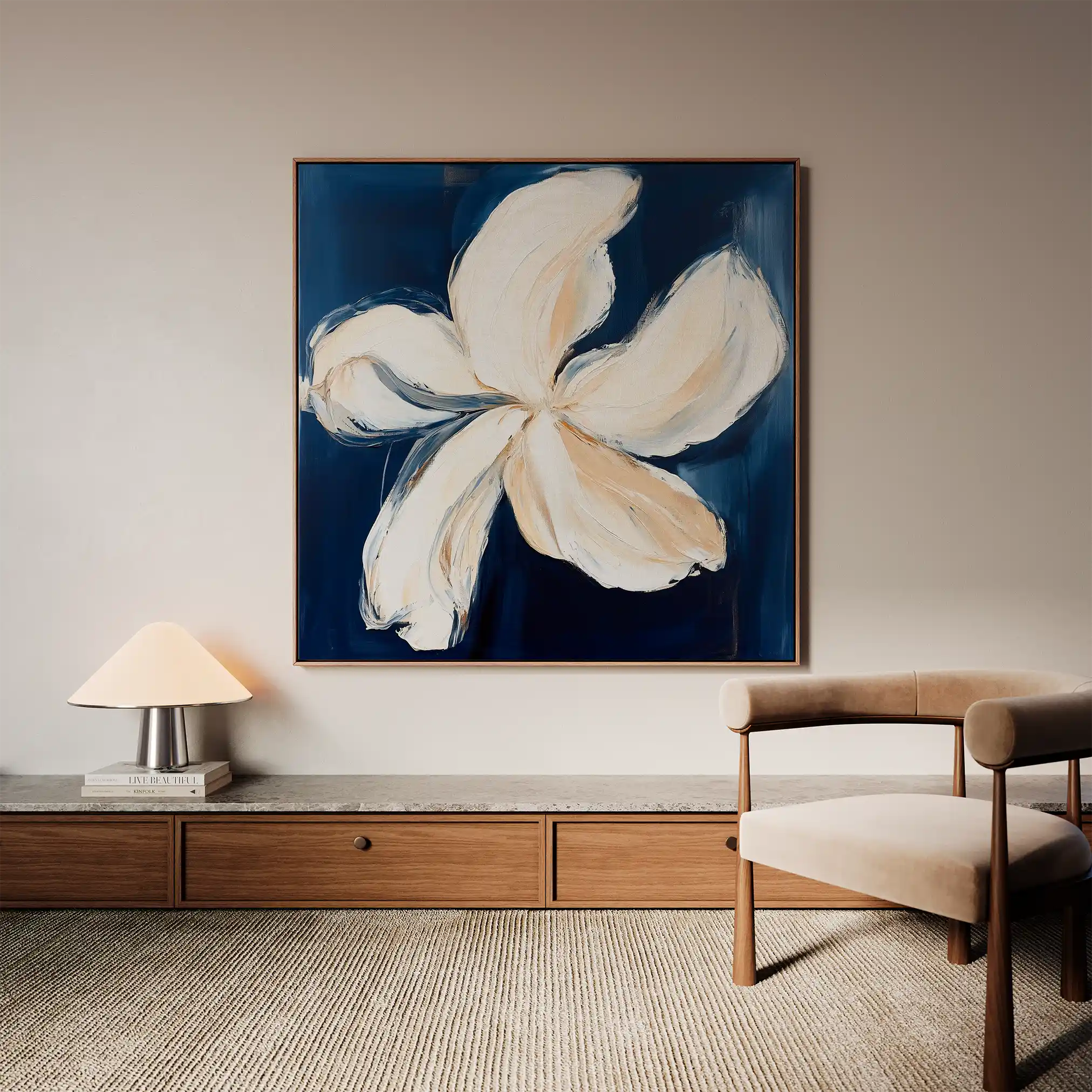 Floral 1263 Canvas Art 60 x 60 cm / Black